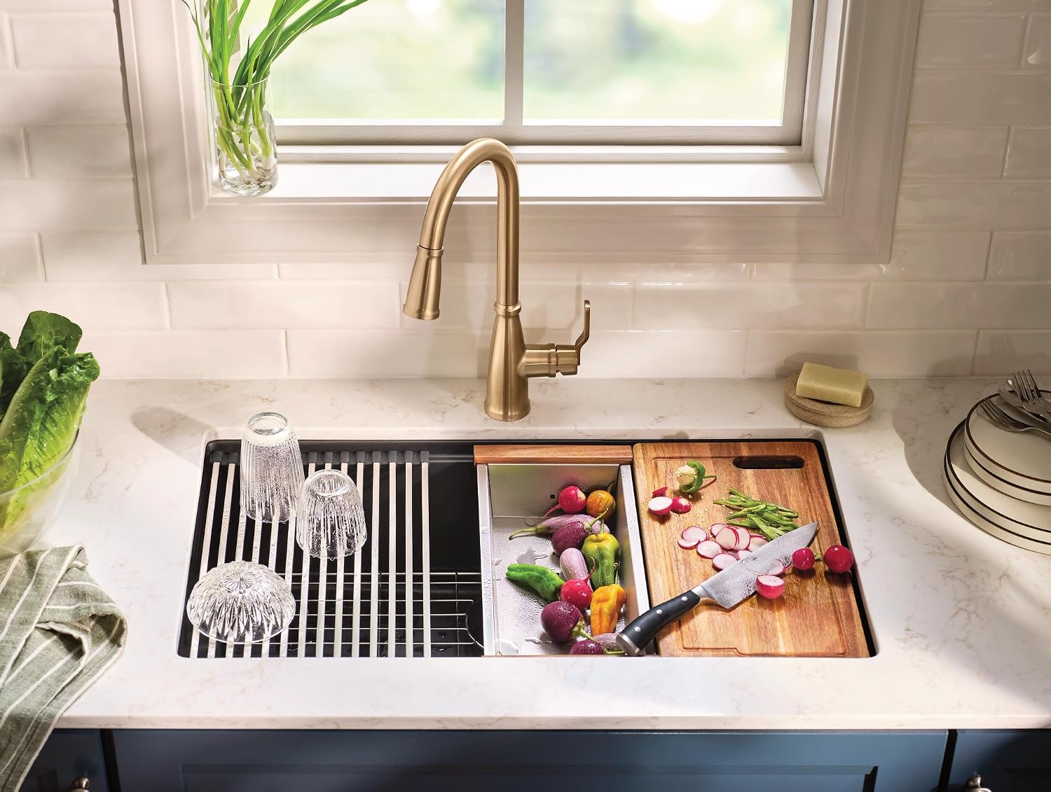 Moen 87071BZG Nolia Bronzed Gold Kitchen Faucet
