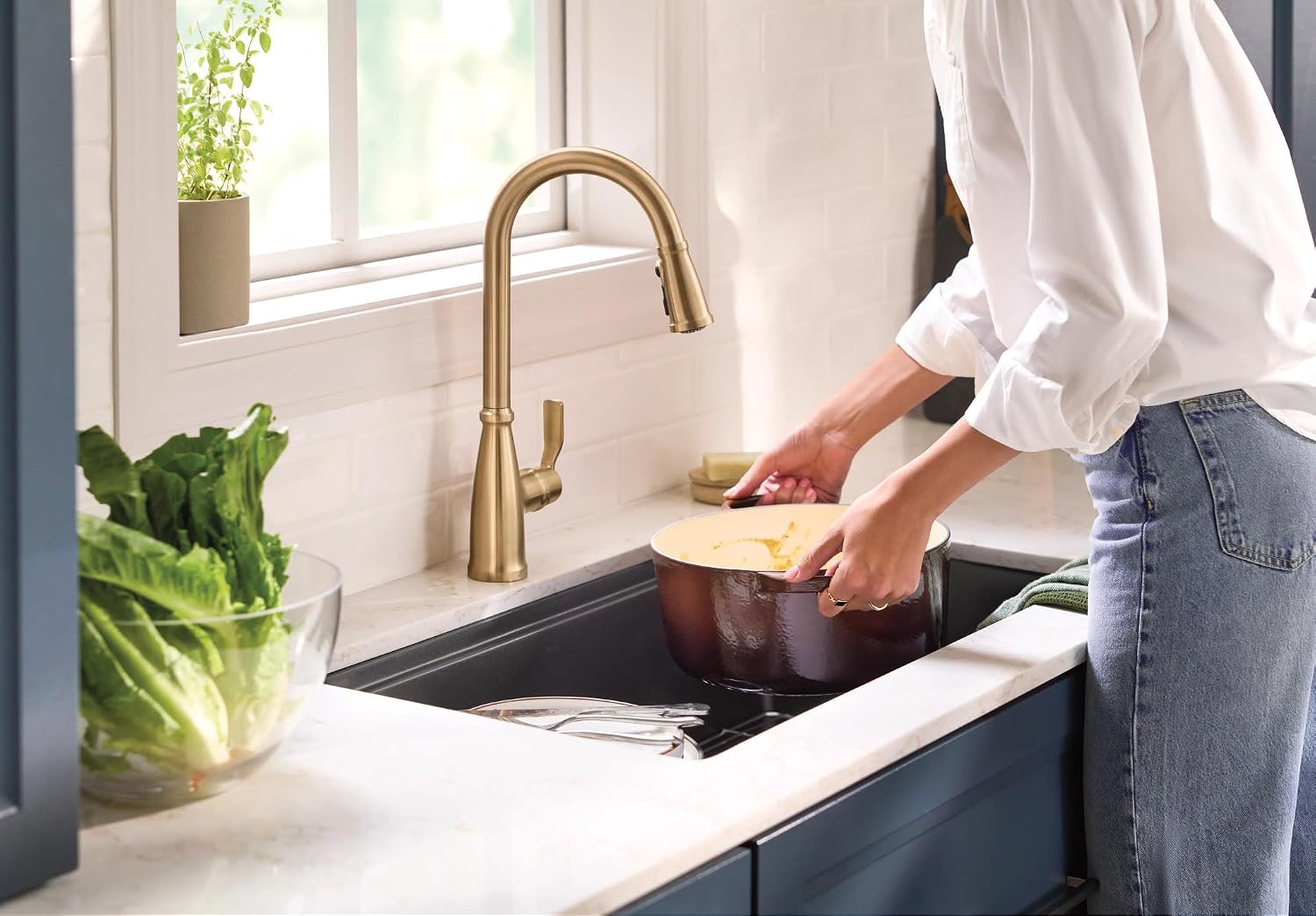 Moen 87071BZG Nolia Bronzed Gold Kitchen Faucet