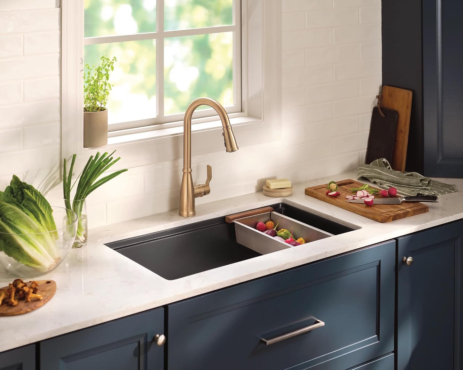 Moen 87071BZG Nolia Bronzed Gold Kitchen Faucet