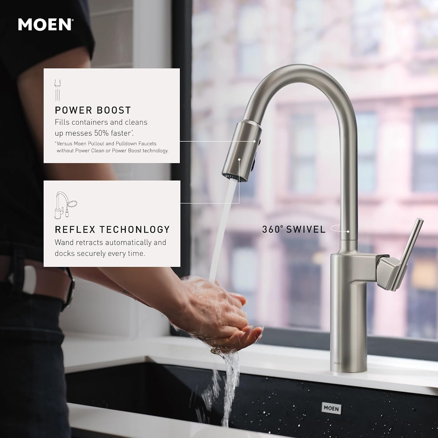 Moen 87463BZG Inara Bronzed Gold Pulldown Kitchen Faucet