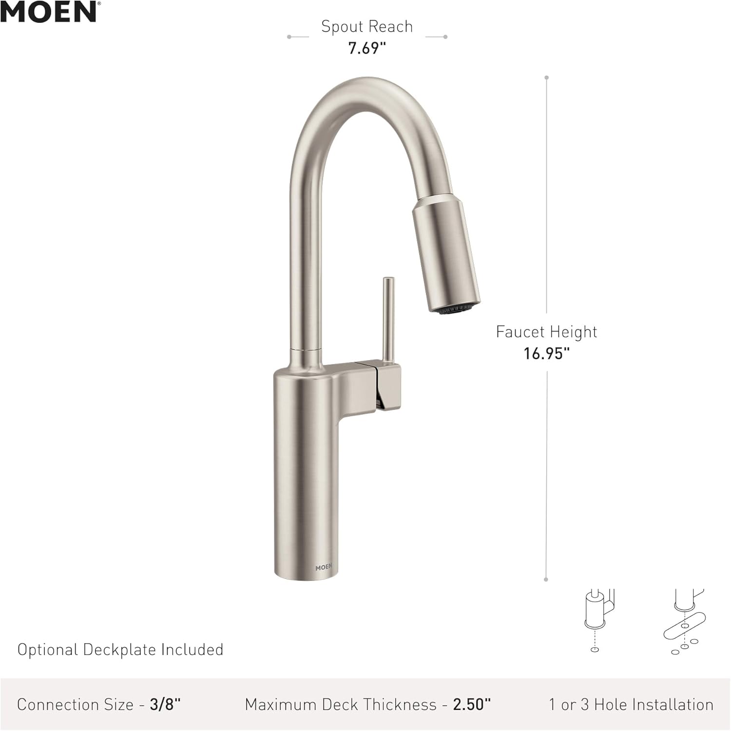 Moen 87463BZG Inara Bronzed Gold Pulldown Kitchen Faucet