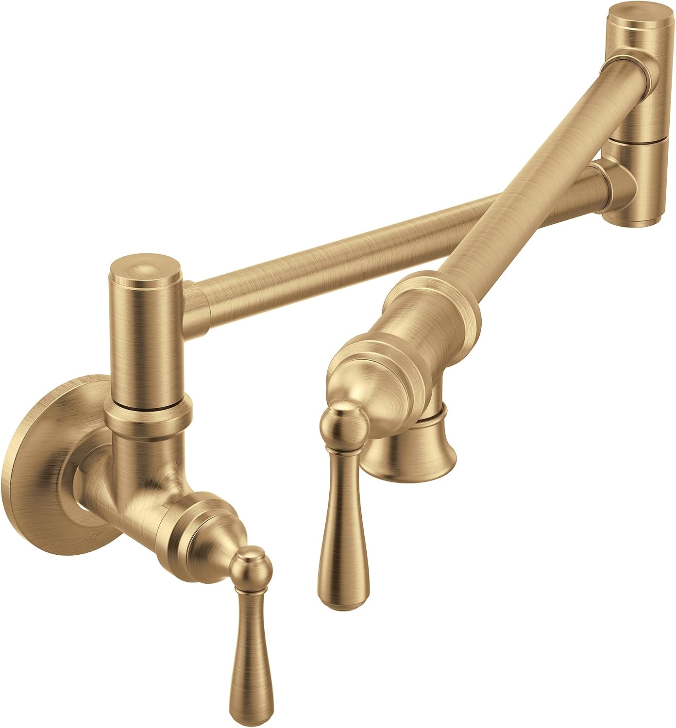 Moen S664BZG Traditional Wall Mount Swing Arm Folding Pot Filler Kitchen Faucet, Bronzed Gold