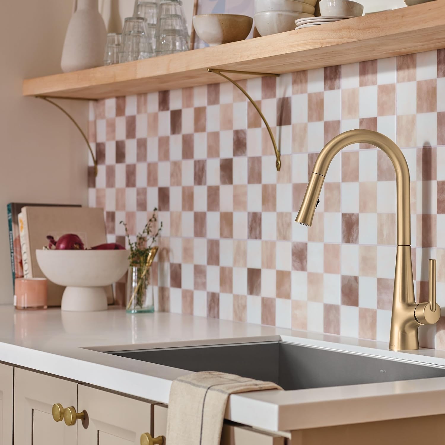 Moen Ronan Pulldown Kitchen Faucet, Bronzed Gold, 87918BZG