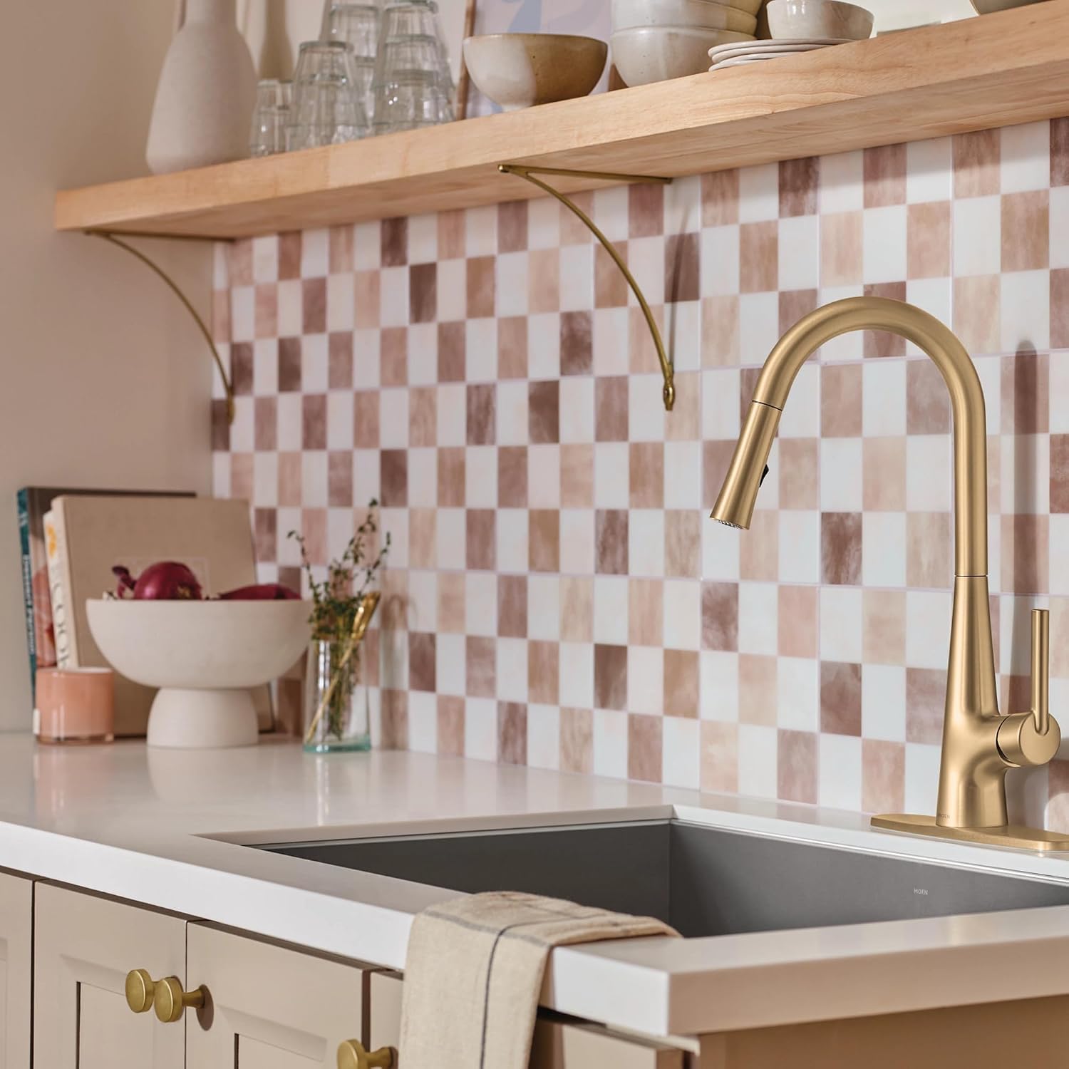 Moen Ronan Pulldown Kitchen Faucet, Bronzed Gold, 87918BZG