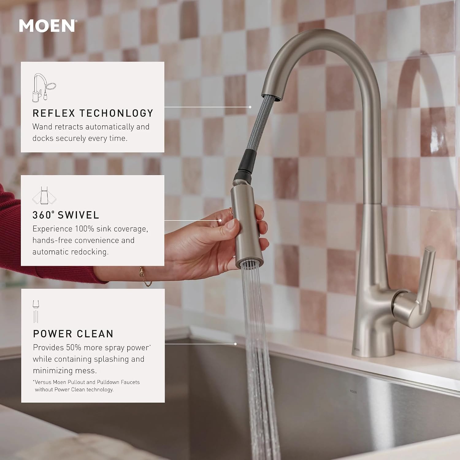 Moen Ronan Pulldown Kitchen Faucet, Bronzed Gold, 87918BZG