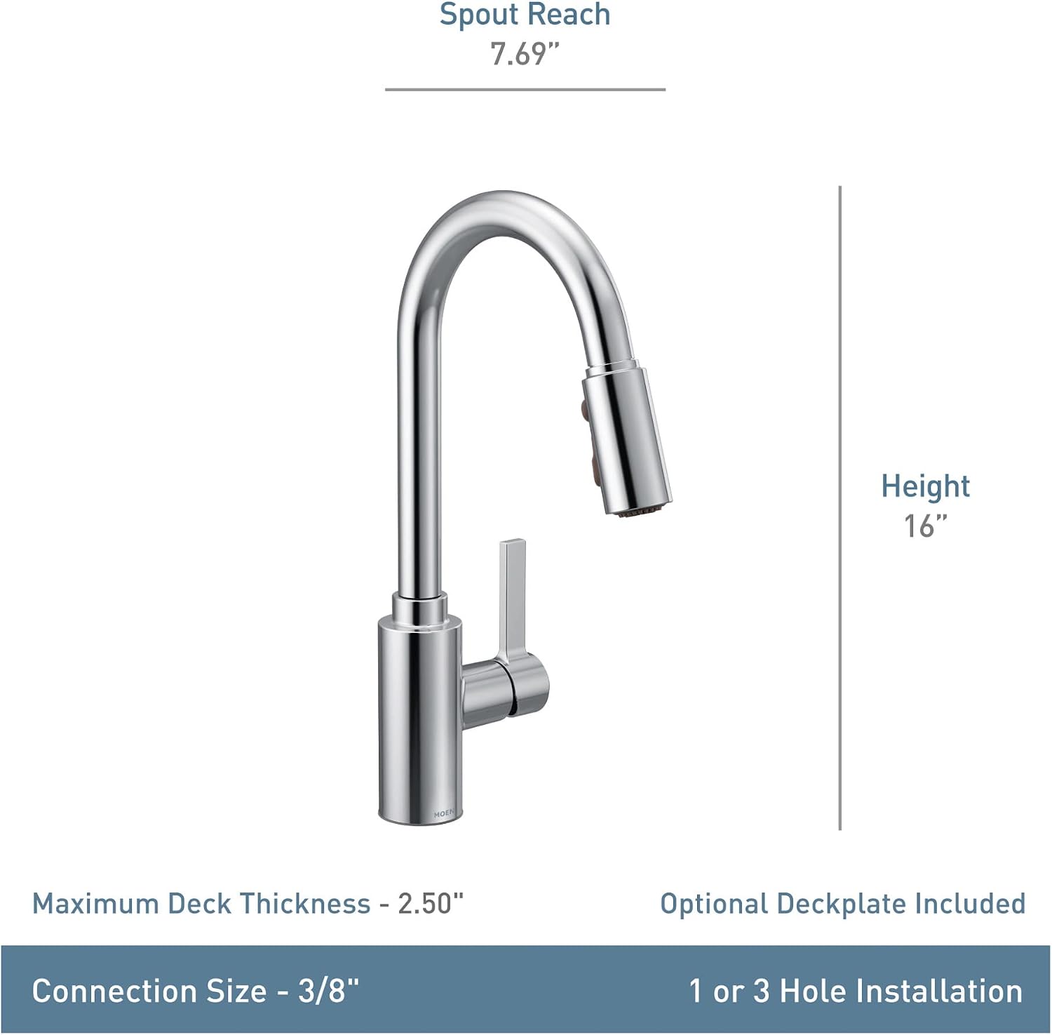 Moen Genta LX Pulldown Kitchen Faucet with Power Boost, Matte Black, 7882BL