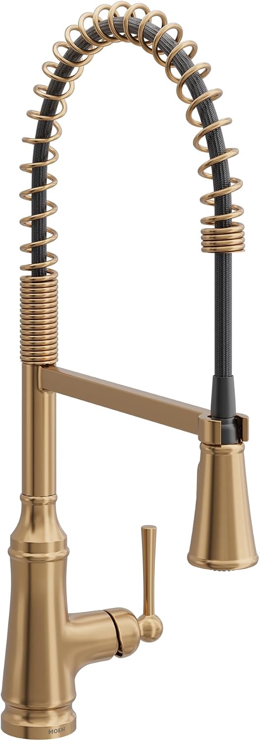 Moen Jaslynn Spring Pulldown Kitchen Faucet, Bronzed Gold, 87638BZG