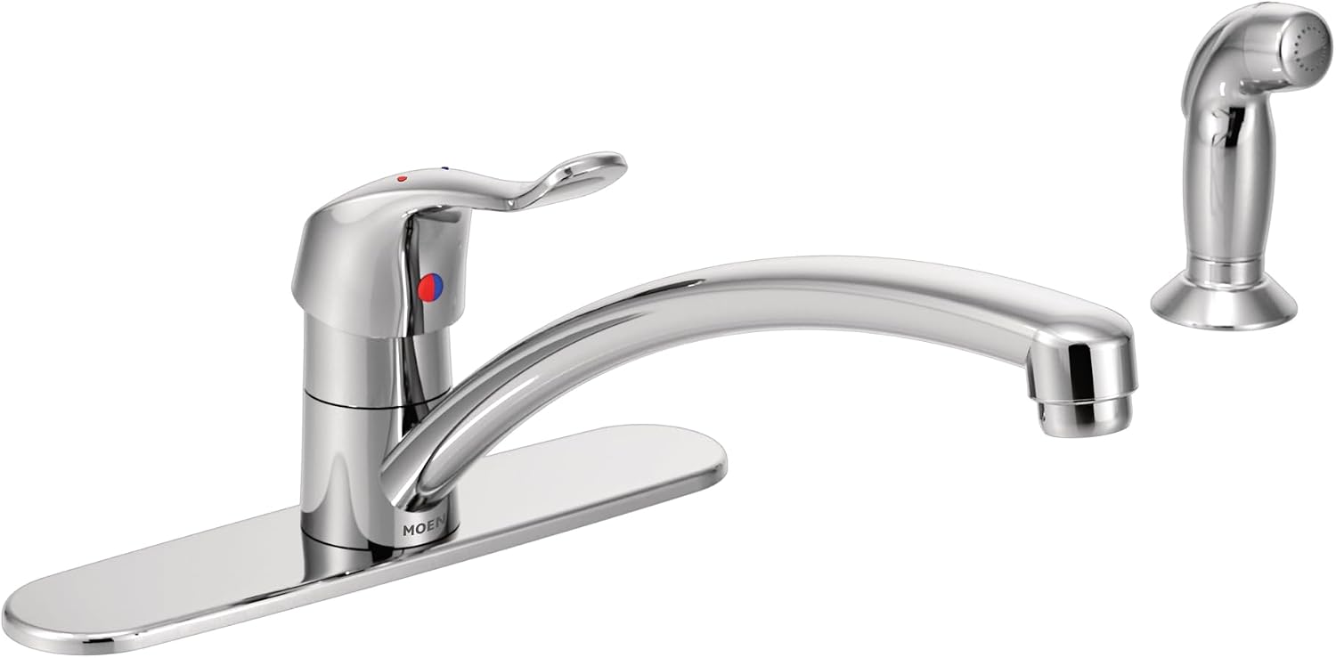 Moen 8717 Commercial M-Dura Single-Mount Kitchen Faucet with 12-Inch Spout Reach and Side Spray, 1.5-gpm, Chrome