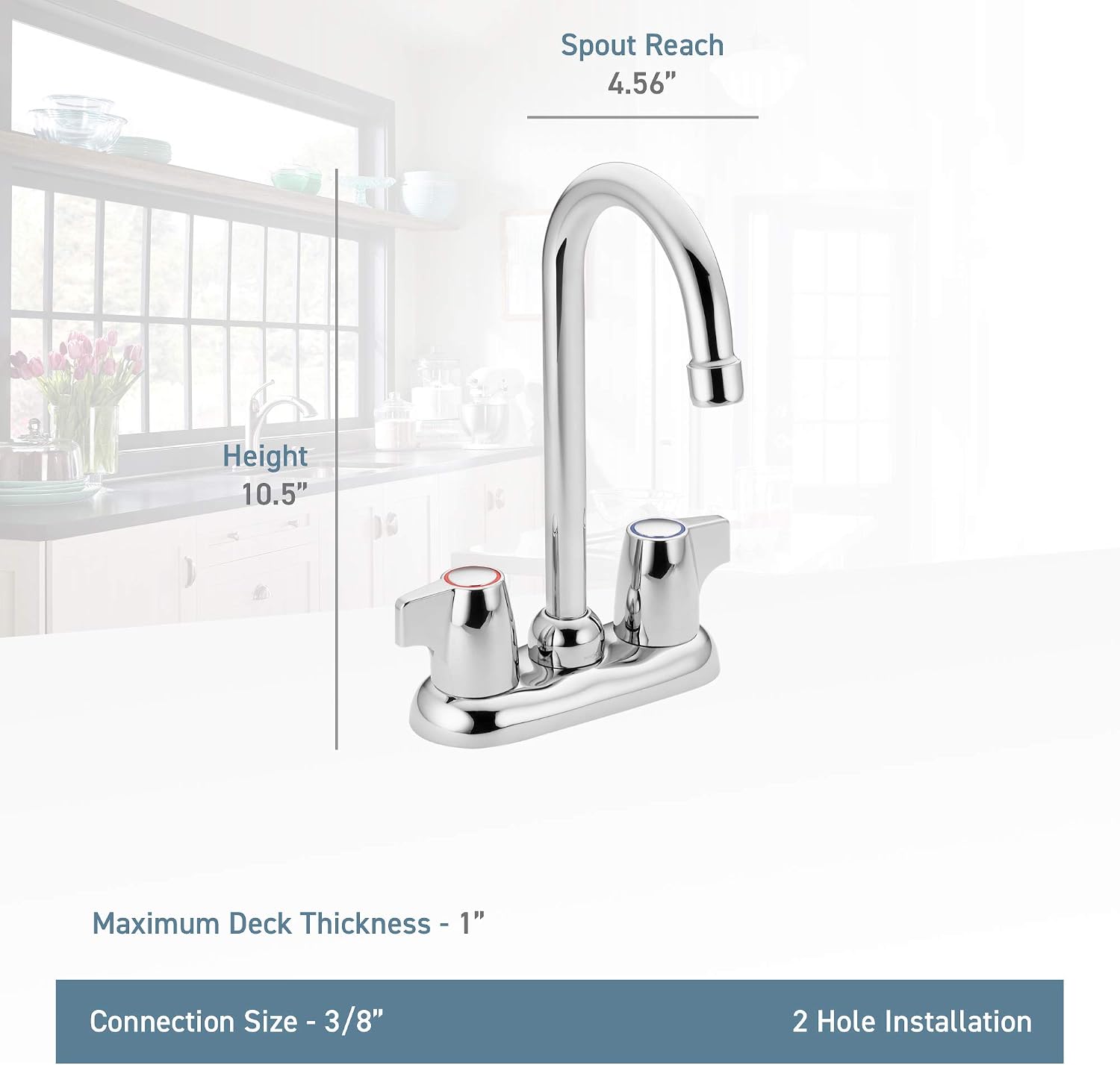 Moen 4903 Chateau Two-Handle High Arc Bar Faucet, Chrome