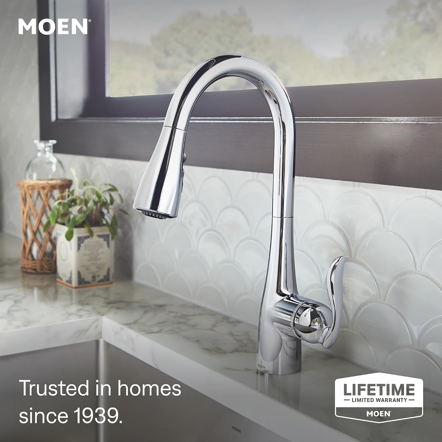 Moen Arbor MotionSense Wave Touchless Kitchen Faucet, Chrome, 7594EWC