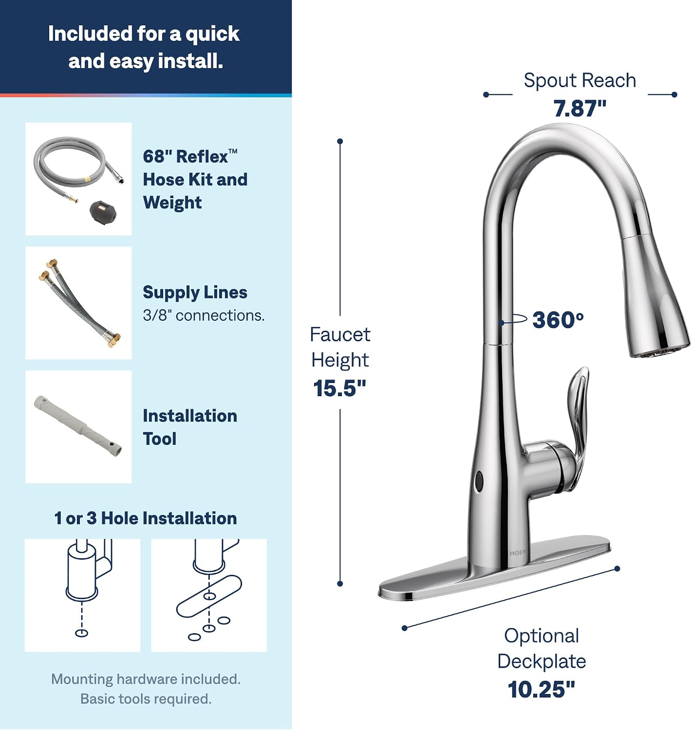 Moen Arbor MotionSense Wave Touchless Kitchen Faucet, Chrome, 7594EWC