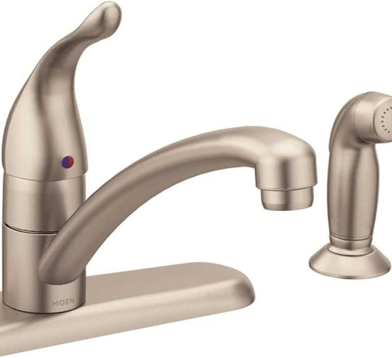 Moen 7430SRS Chateau One-Handle Low-Arc Kitchen Faucet with Side Sprayer, Spot Resist Stainless