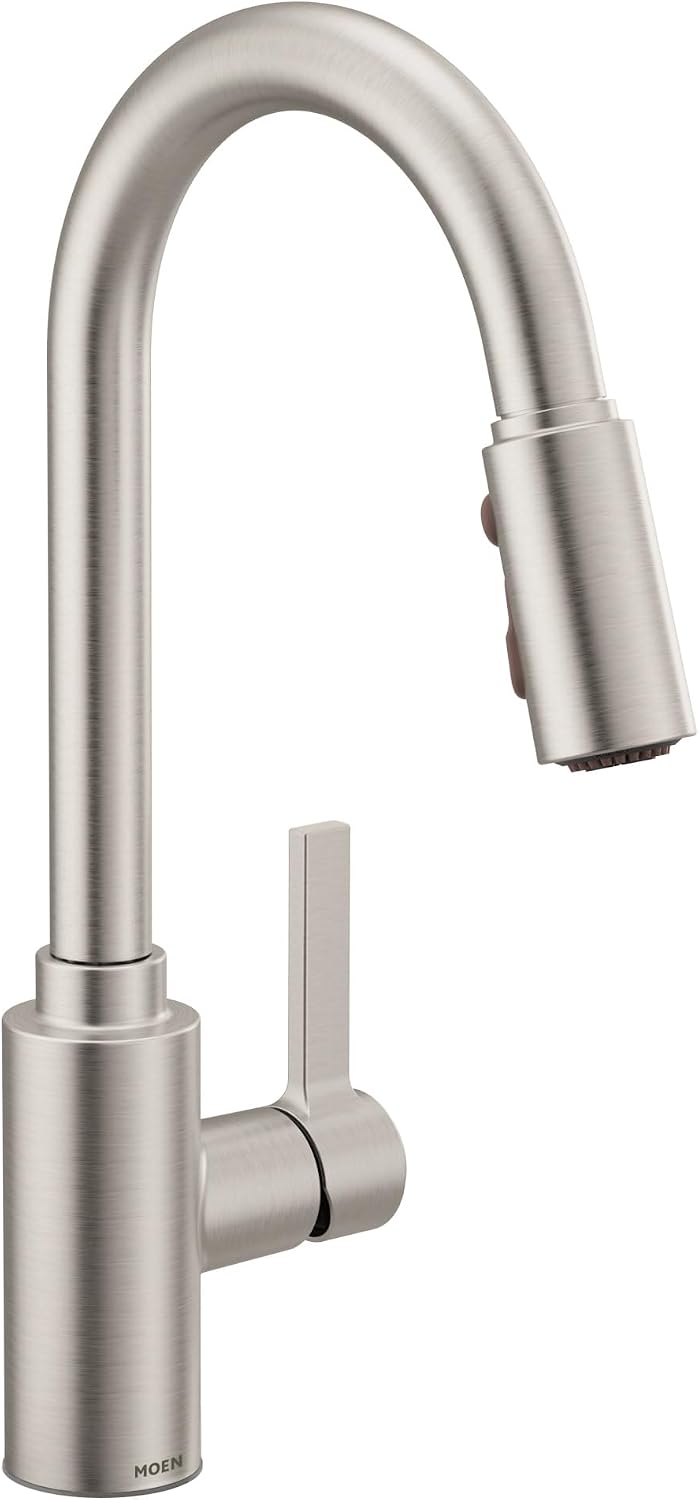 Moen Genta LX Stainless Kitchen Faucet, Pull Down Sprayer with Reflex Docking Head and Power Boost, Modern Kitchen Sink Faucet, One-Handle Easy Installation, Spot Resist Finish, 7882SRS Spot Resist Stainless