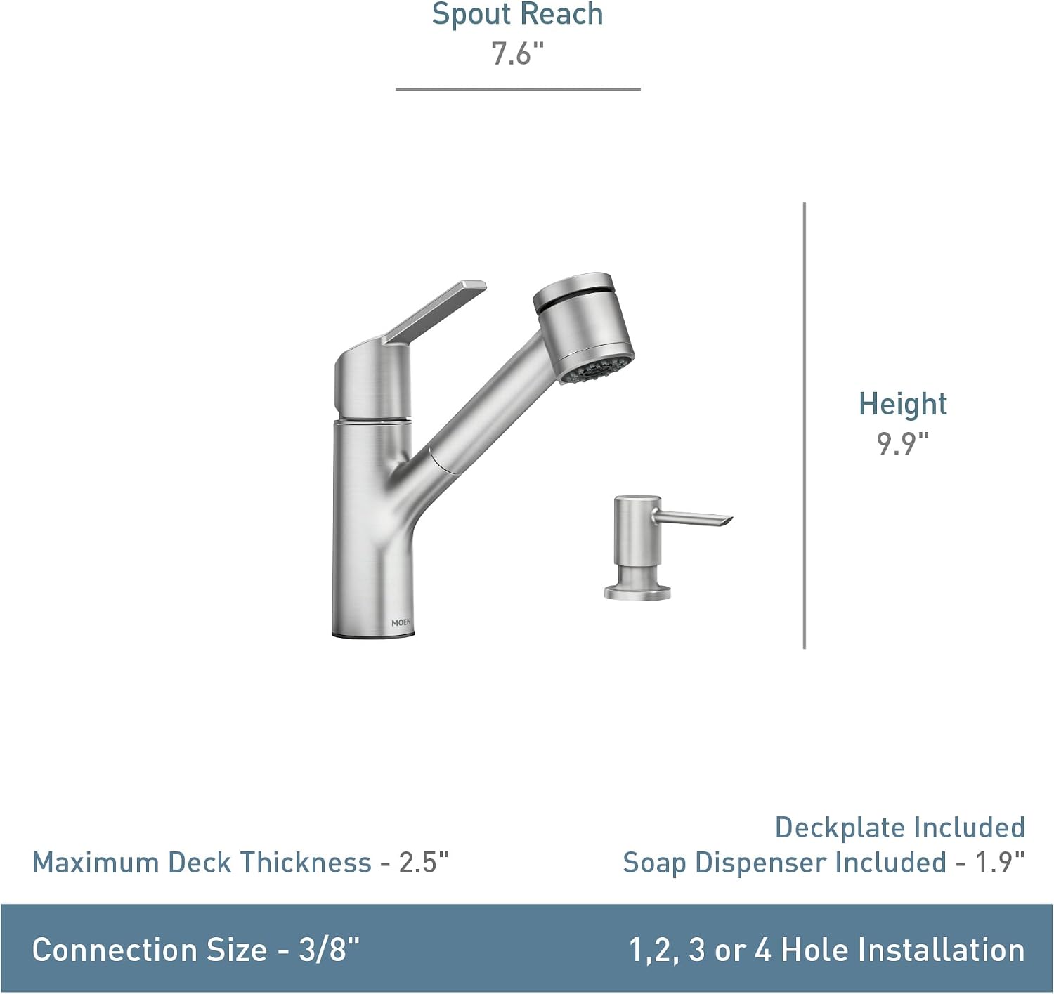 Moen 87701SRS Sombra Spot Resist Stainless Pull-Out Kitchen Faucet