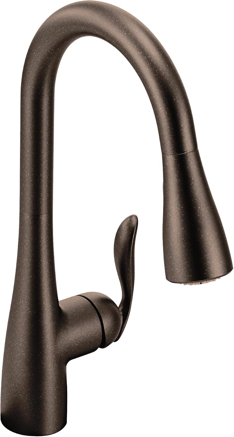 Moen Arbor Oil Rubbed Bronze One-Handle Kitchen Faucet with Pull Down Sprayer Featuring Power Clean, 7594ORB