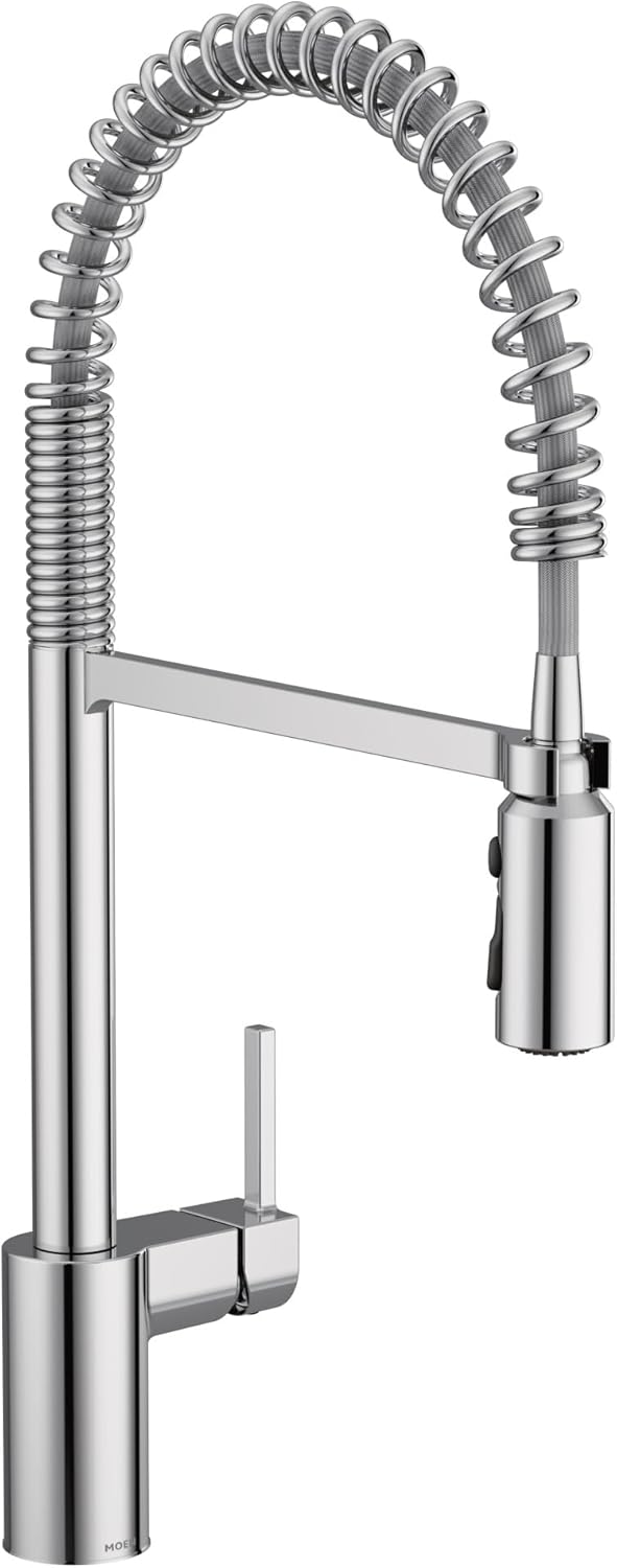 Moen Align Chrome One-Handle Pre-Rinse Spring Pulldown Kitchen Faucet with Pull Down Sprayer and Power Boost, 5923