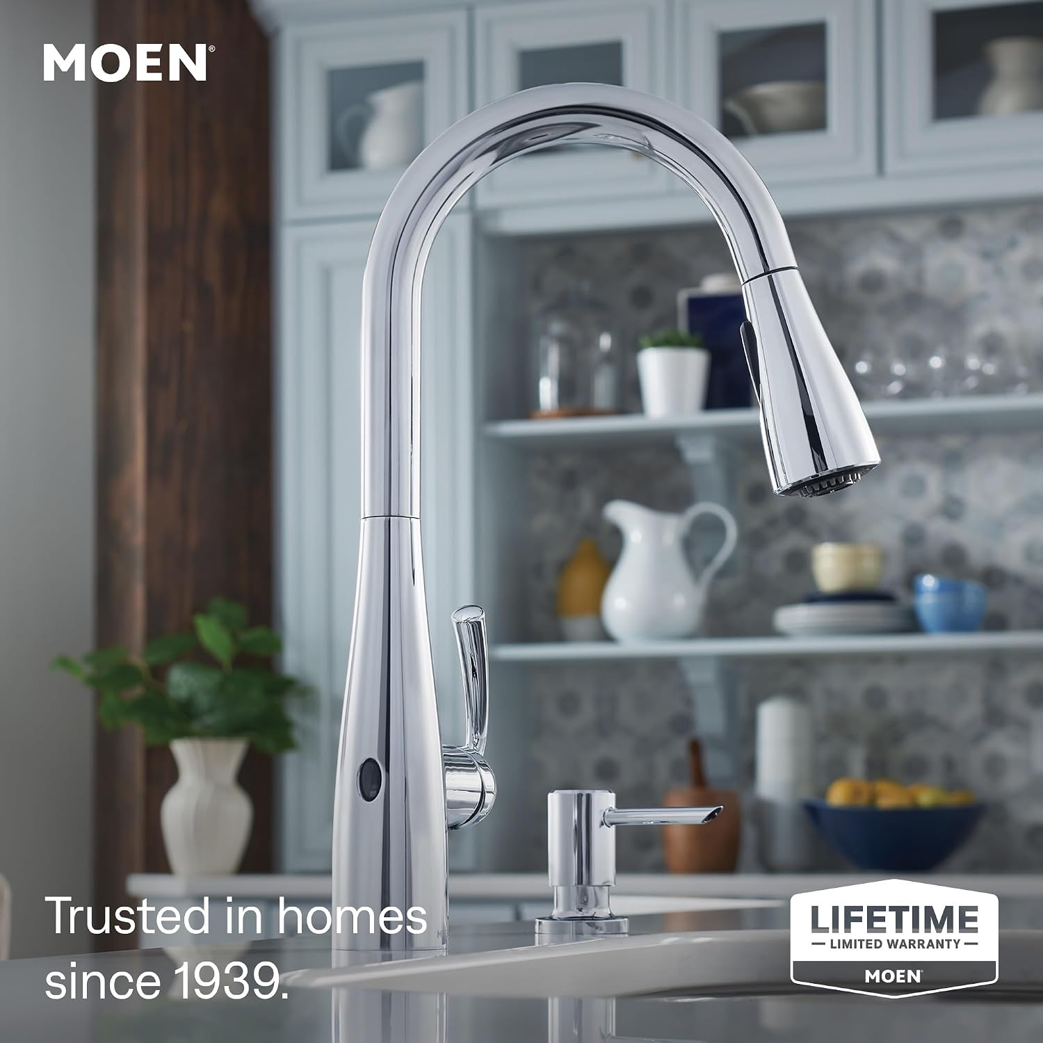 Moen Essie MotionSense Wave Touchless Kitchen Faucet, Chrome, 87014EWC