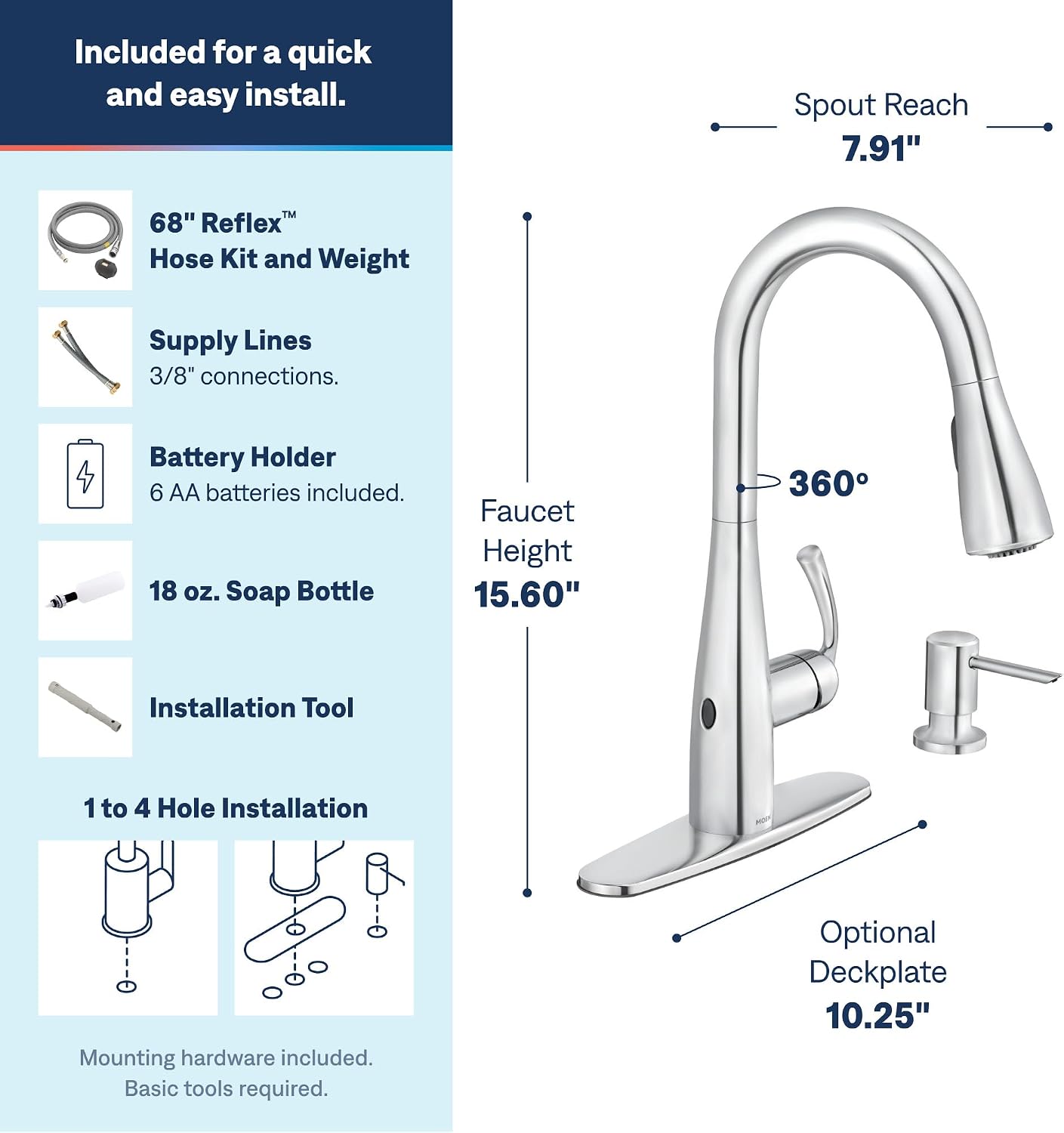 Moen Essie MotionSense Wave Touchless Kitchen Faucet, Chrome, 87014EWC