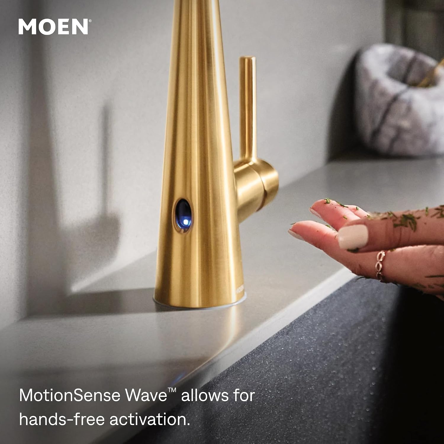 Moen Sleek MotionSense Wave Kitchen Faucet, Brushed Gold, 7864EWBG