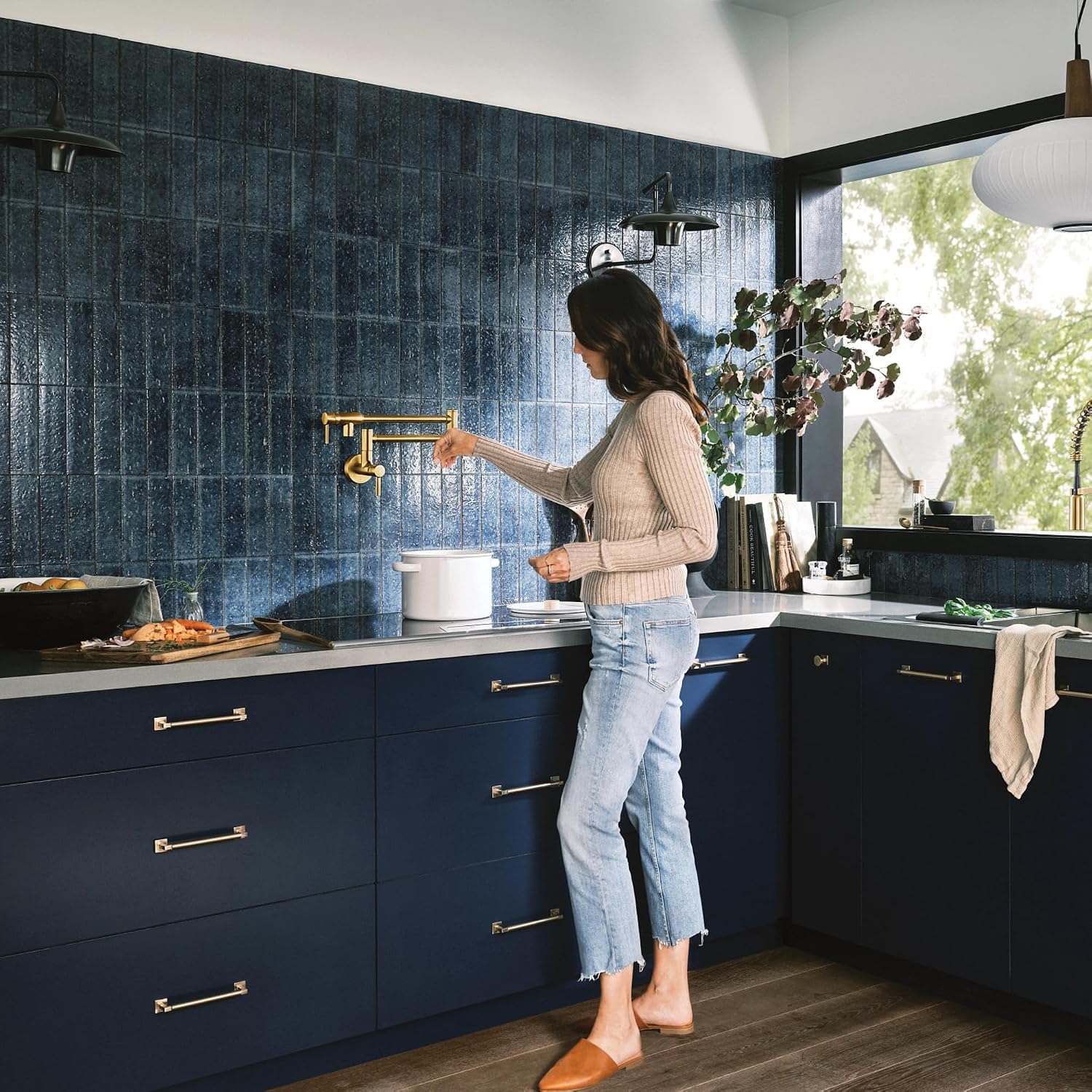 Moen S665BG Wall-Mount Pot Filler, Brushed Gold