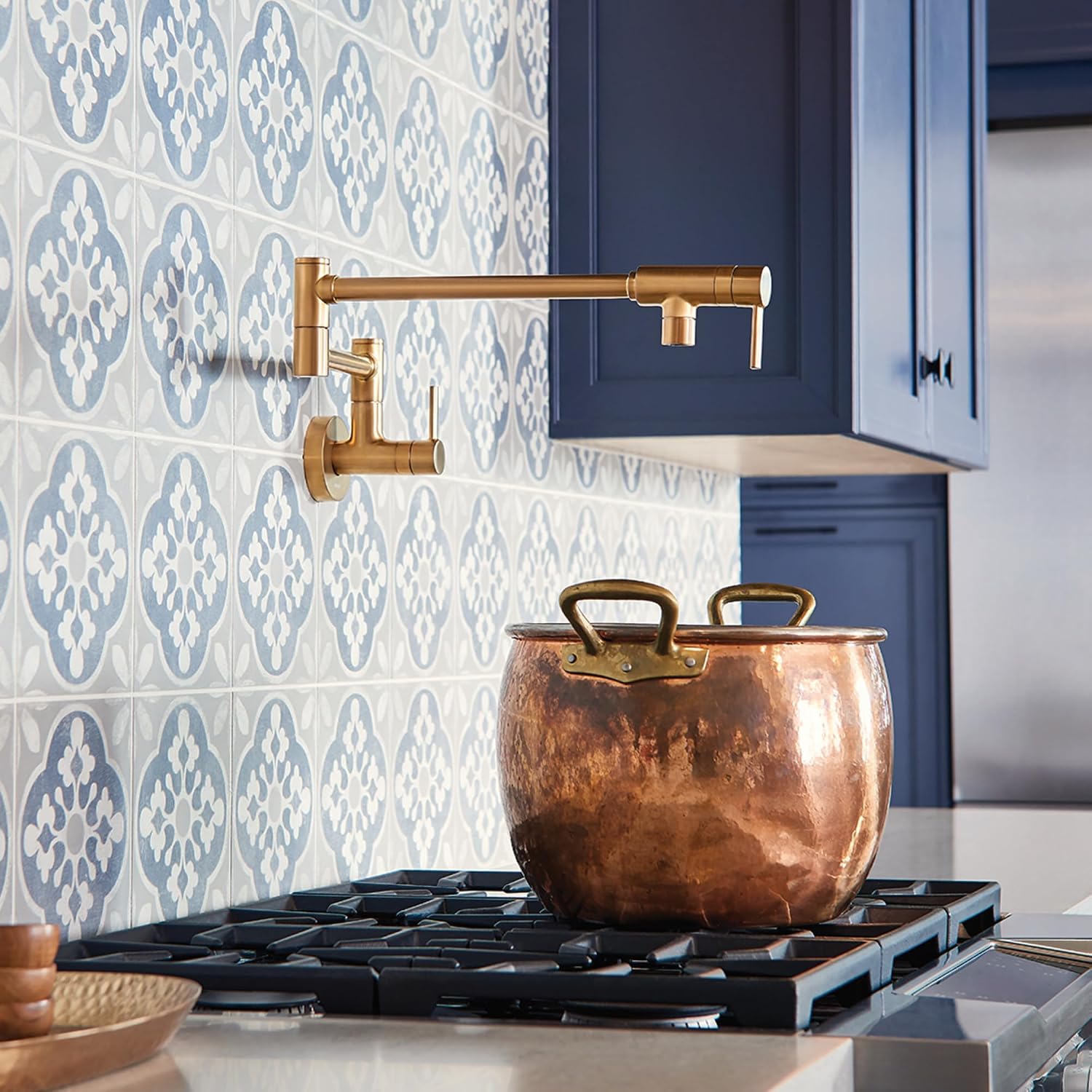 Moen S665BG Wall-Mount Pot Filler, Brushed Gold
