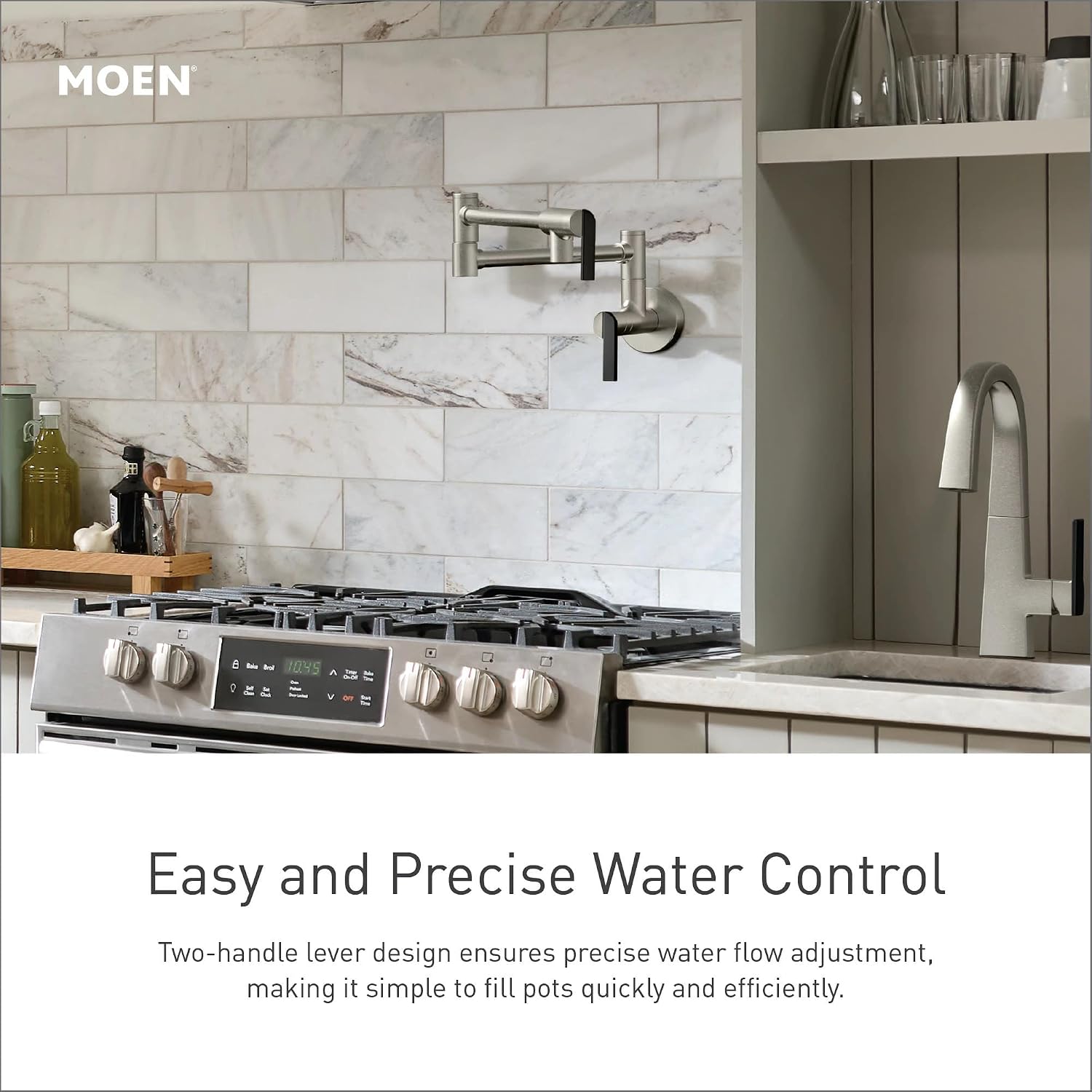 Moen S665BG Wall-Mount Pot Filler, Brushed Gold