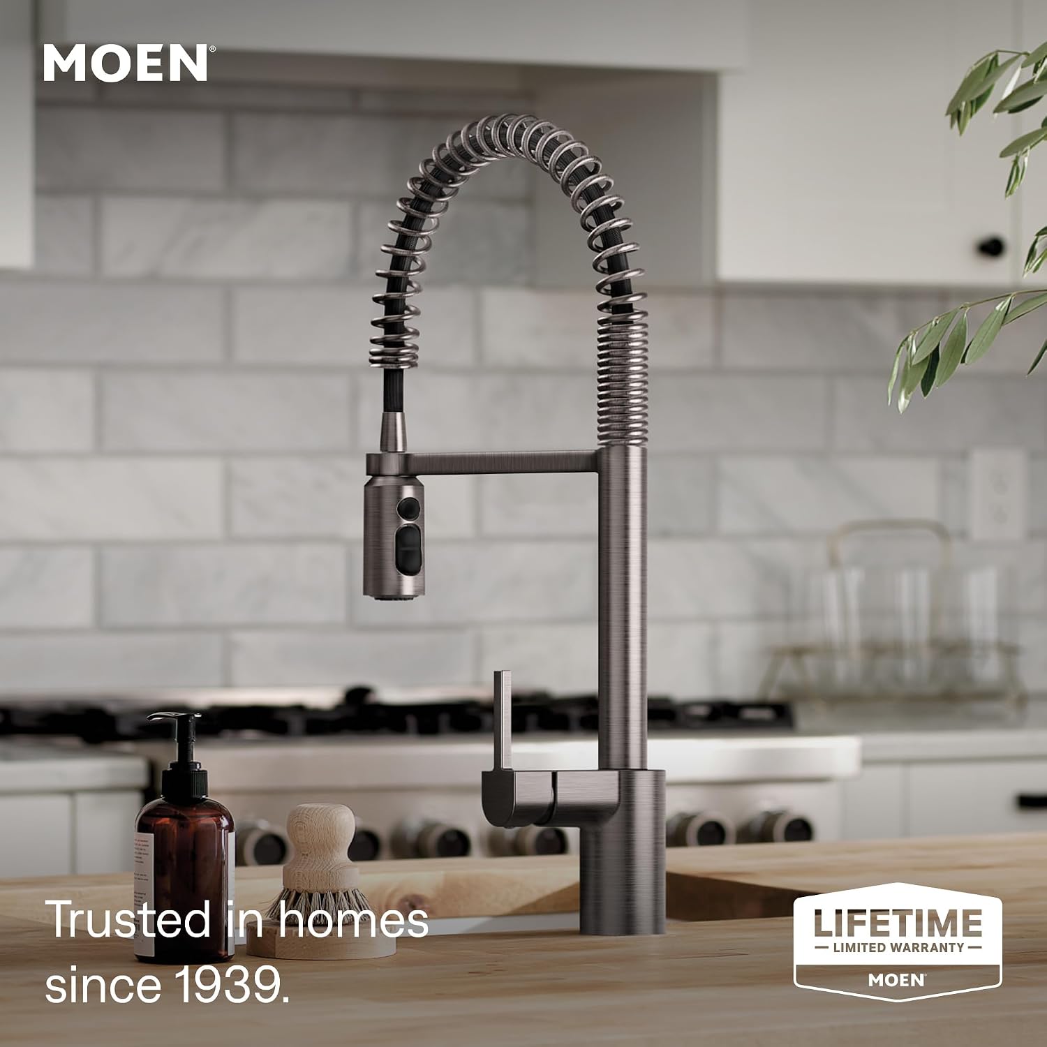 Moen Align Spring Touchless Kitchen Faucet, Black Stainless, 5923EWBLS