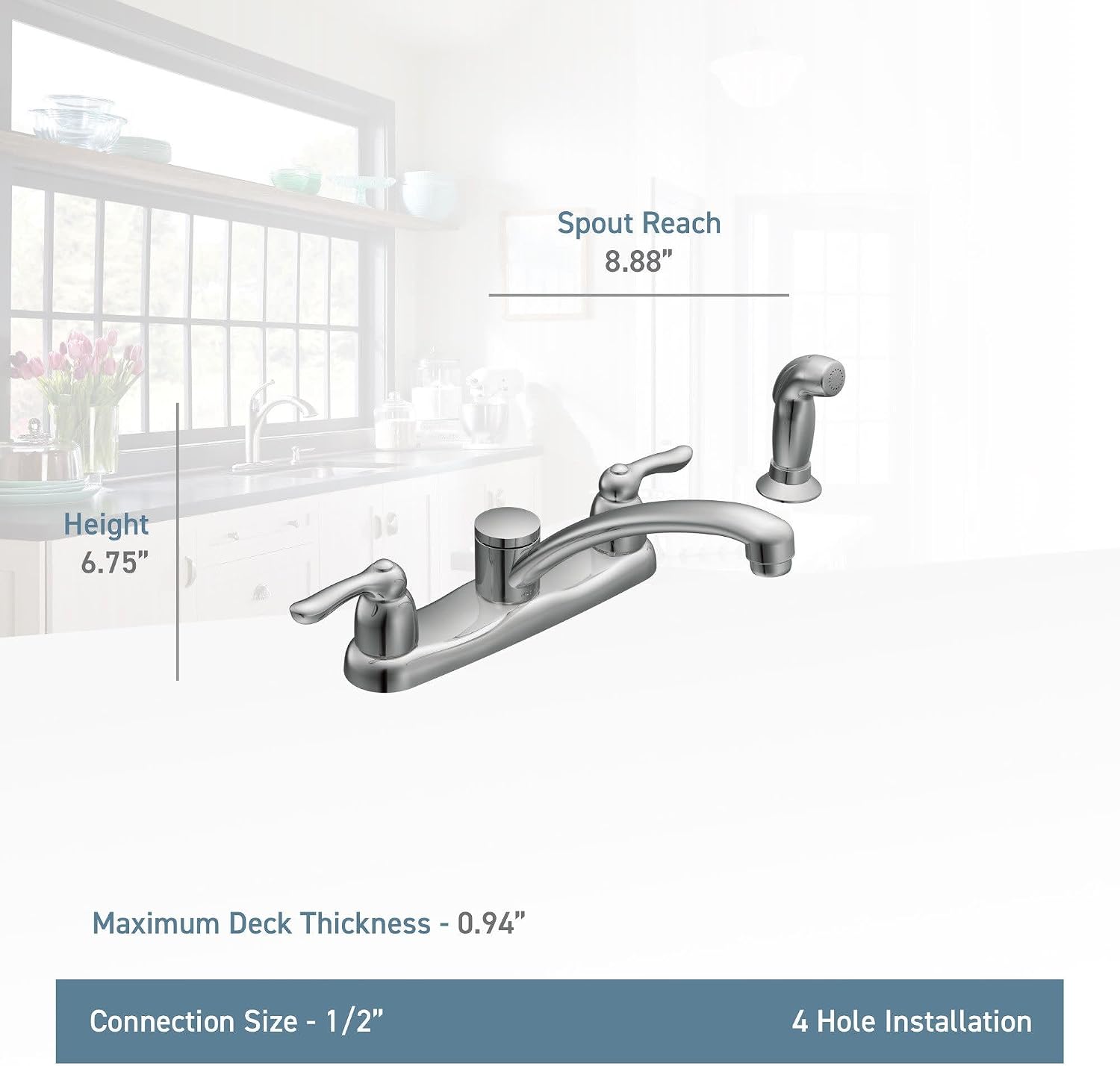 Moen Chrome Two-Handle Kitchen Faucet, 7907