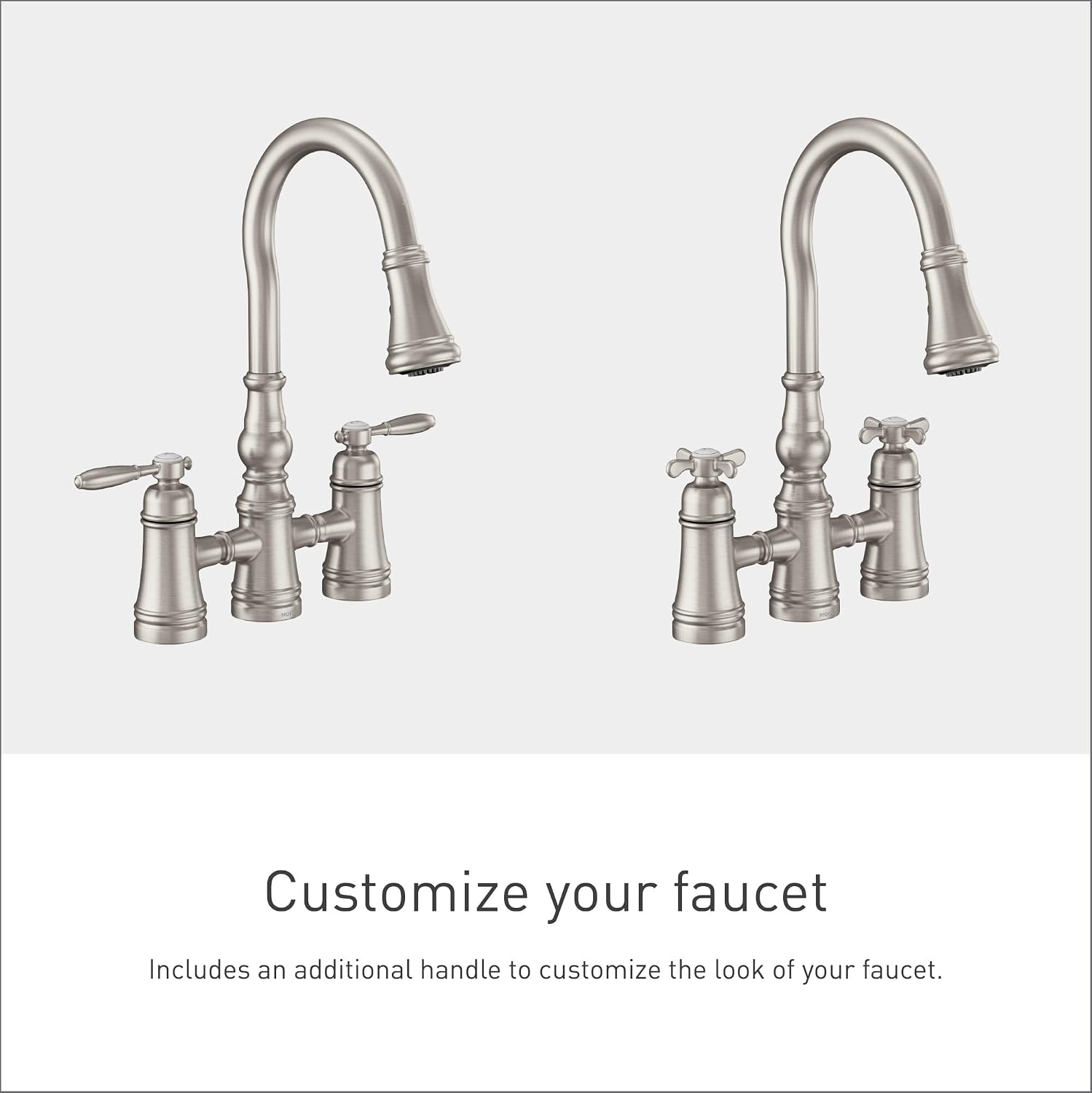 Moen S73204SRS Weymouth Two Handle Pulldown Bridge Kitchen Faucet, Spot Resist Stainless