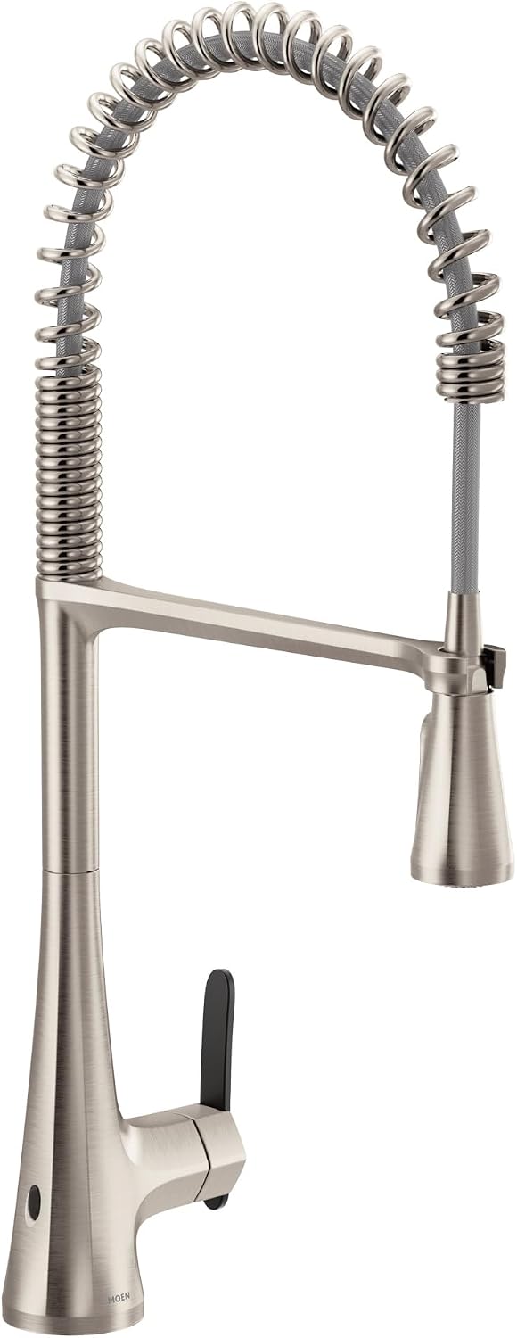 Moen Sinema Spot Resist Stainless Single-Handle Touchless High Arc Pulldown Kitchen Faucet, Spring Kitchen Sink Faucet with Pull Down Sprayer Head and Wave Motion Sensor, S5235EWSRS