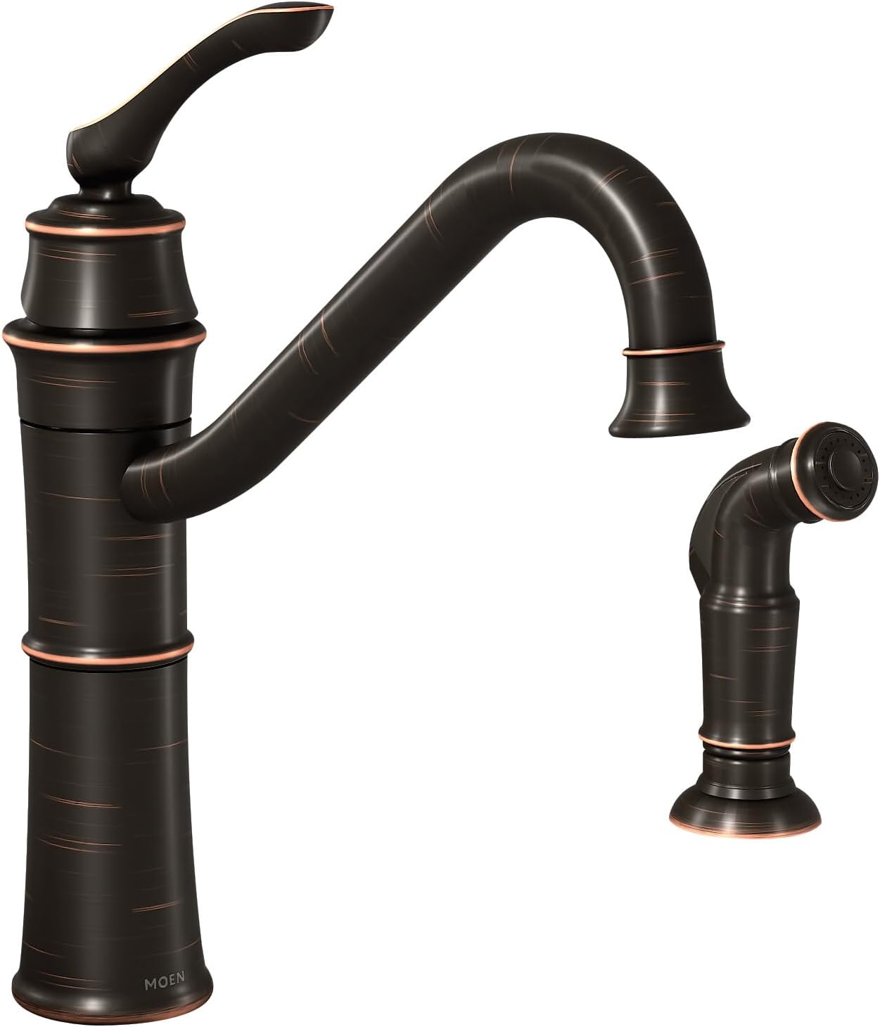 Moen Wetherly Mediterranean Bronze High-Arc Kitchen Faucet with Side Spray, 87999BRB
