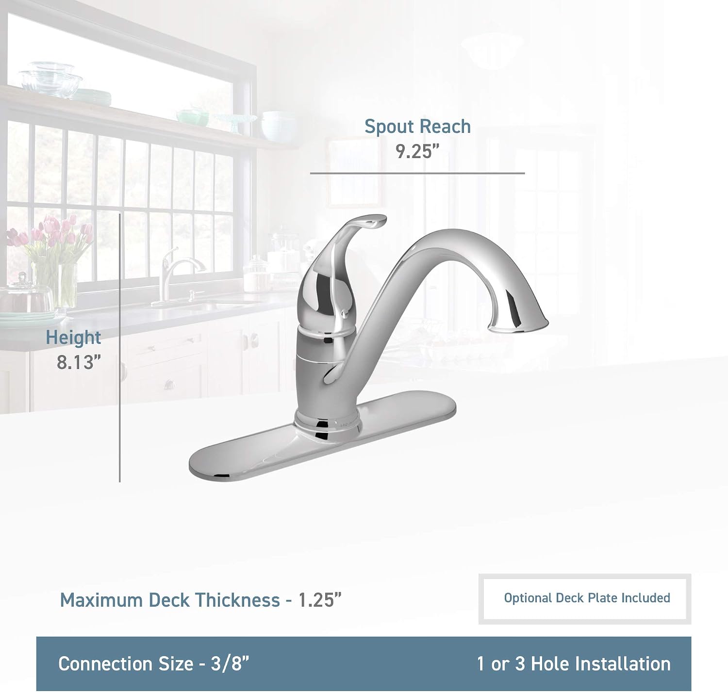 Moen Camerist Chrome One-Handle Low Arc Kitchen Faucet, 7825