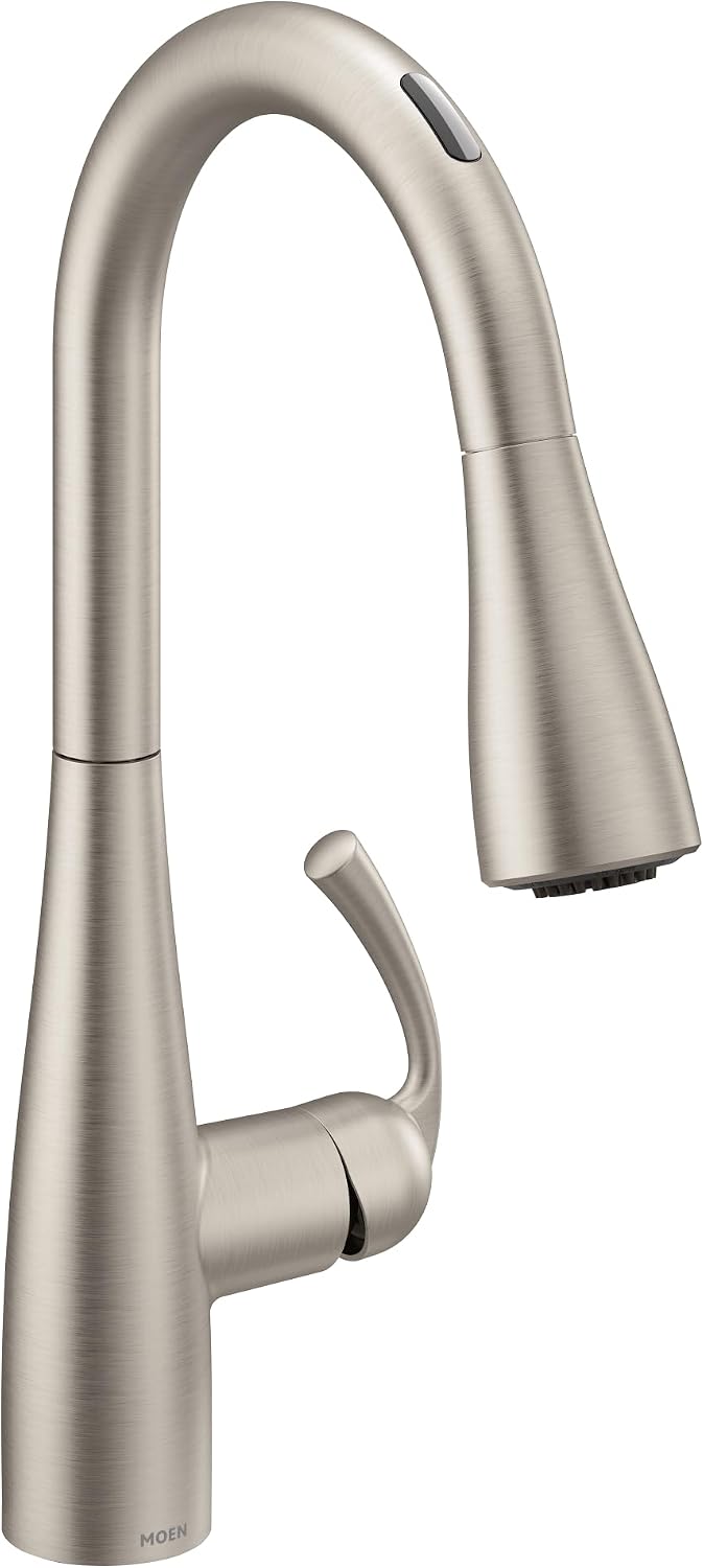 Moen Essie Spot Resist Stainless Smart Faucet Touchless Pull Down Sprayer Kitchen Faucet with Voice Control and Power Boost, 87014EVSRS