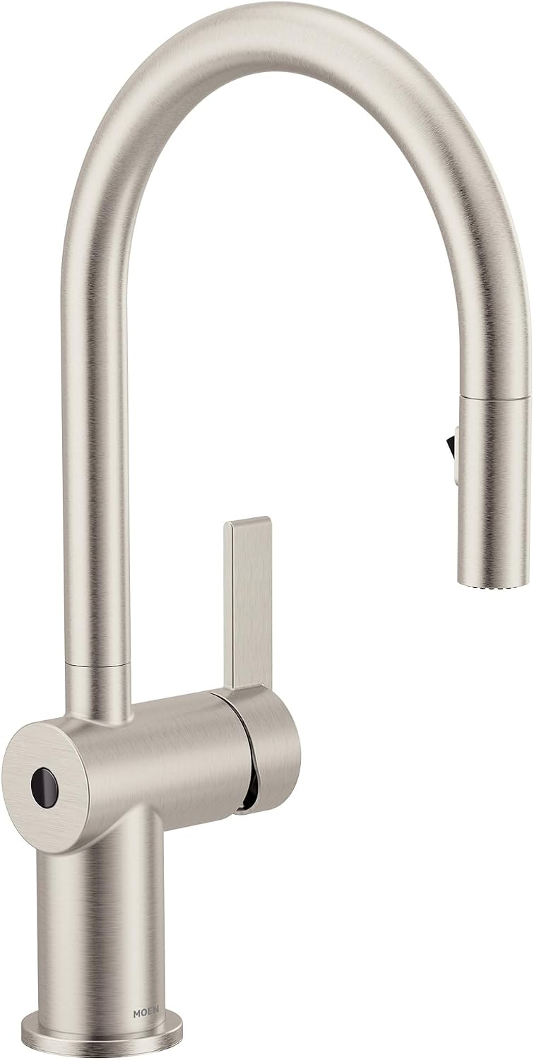 Moen Spot Resist Stainless CIA Motionsense Wave Sensor Touchless One Handle Pulldown Kitchen Faucet Featuring Power Clean, Includes Optional Chrome Accents, 7622EWSRS