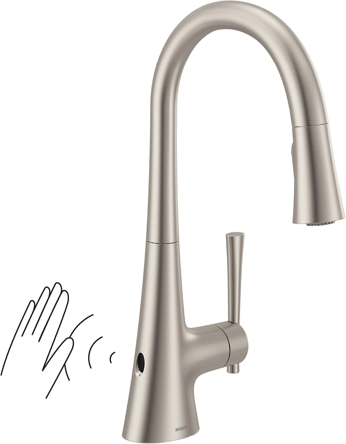 Moen Kurv MotionSense Wave Touchless Kitchen Faucet, Stainless, 9126EWSRS Spot Resist Stainless