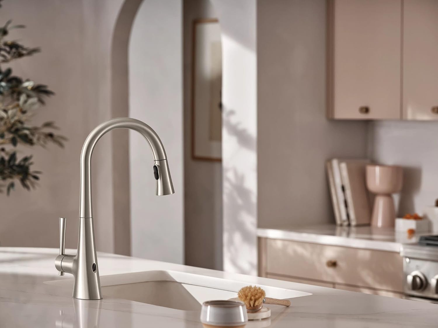 Moen Kurv MotionSense Wave Touchless Kitchen Faucet, Stainless, 9126EWSRS Spot Resist Stainless
