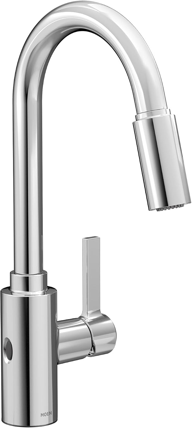 Moen Genta LX Touchless Kitchen Faucet, MotionSense Wave Sensor, High Arc Pulldown with Power Clean Spray, One-Handle, Chrome, 7882EWC