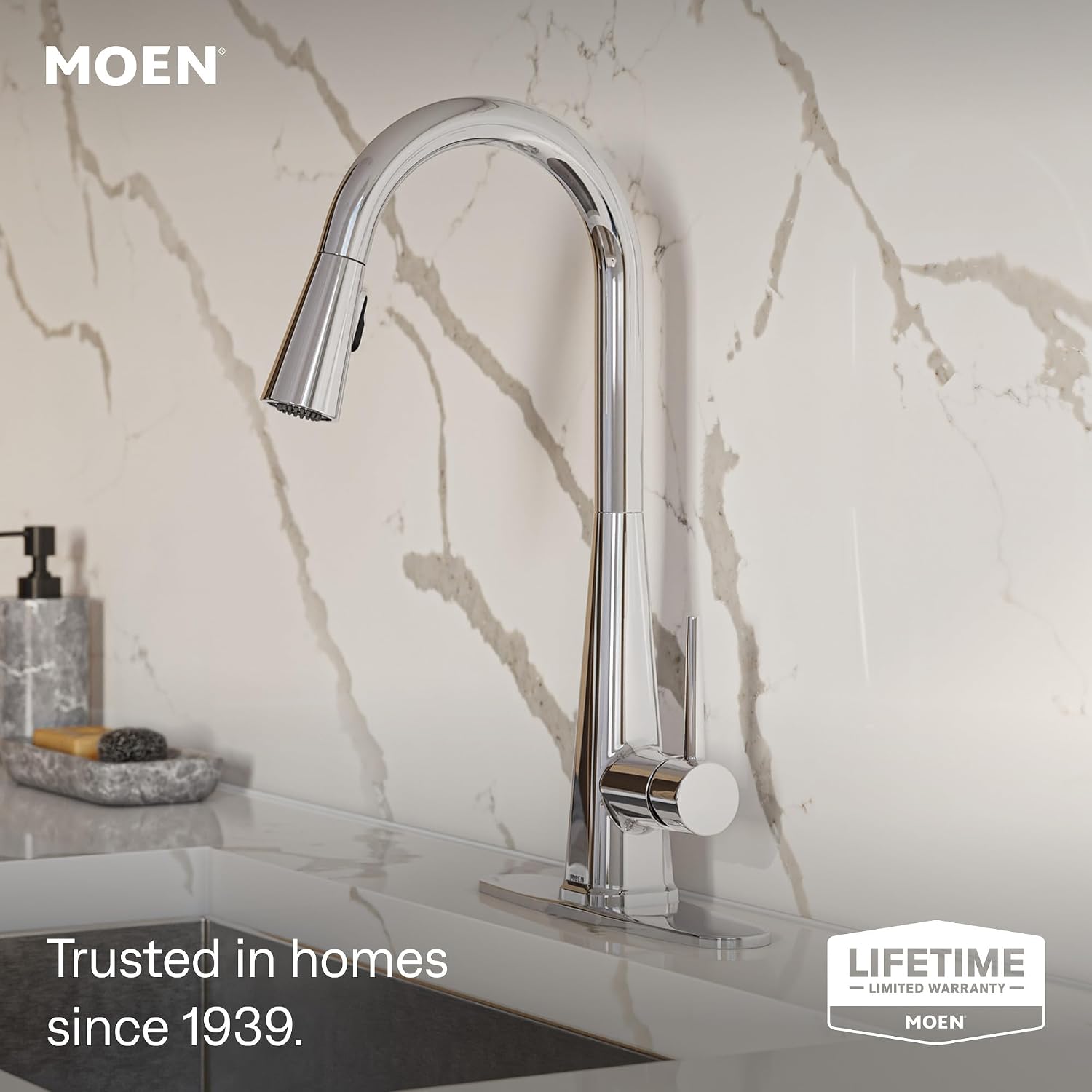 Moen Swyre Pulldown Kitchen Faucet, Chrome, 87508EW