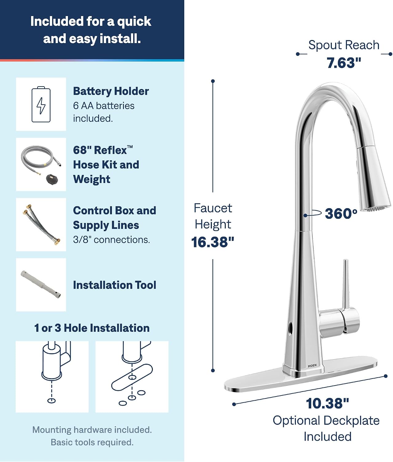 Moen Swyre Pulldown Kitchen Faucet, Chrome, 87508EW