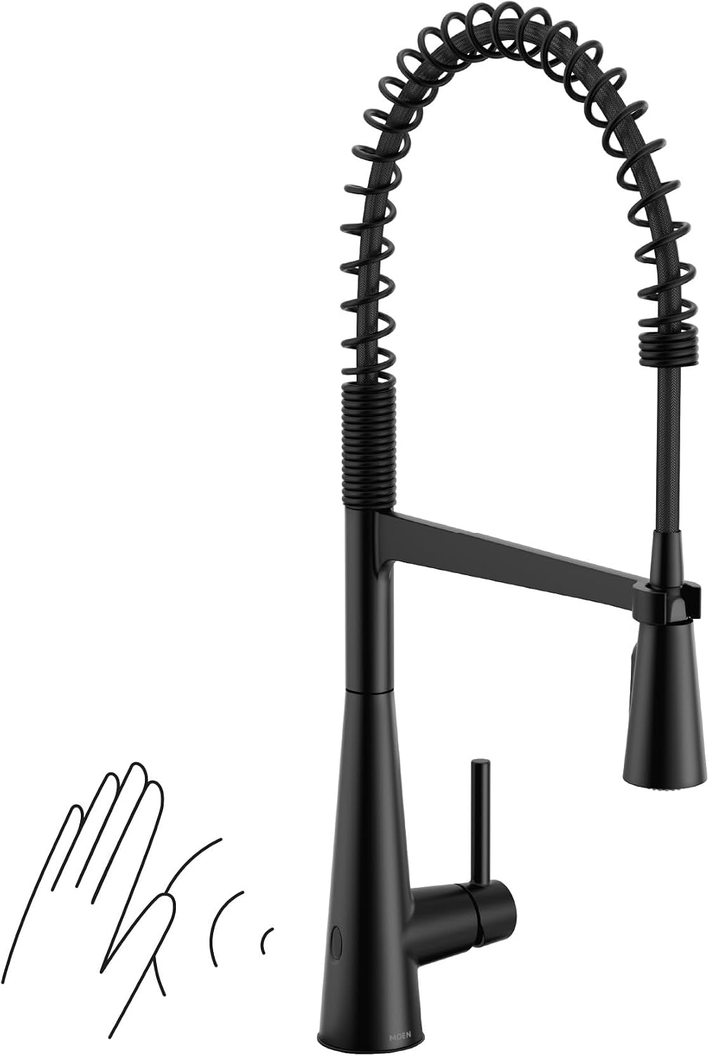 Moen Sleek Matte Black One-Handle Touchless High Arc Pulldown Kitchen Faucet, Modern Spring Kitchen Sink Faucet with Pulldown Sprayer Head and Wave Motion Sensor, 5925EWBL