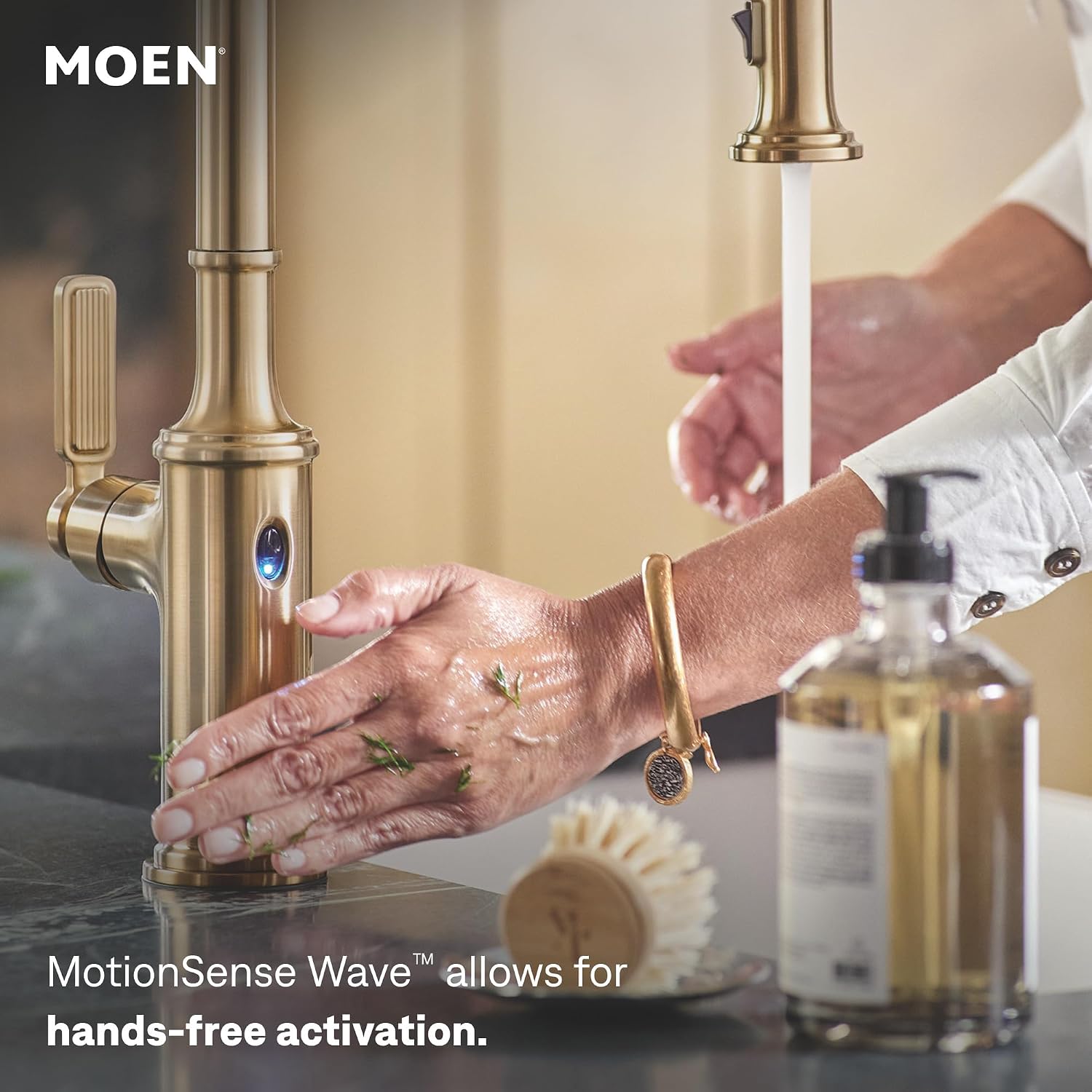 Moen Swyre Pulldown Kitchen Faucet, Bronzed Gold, 87508EWBZG