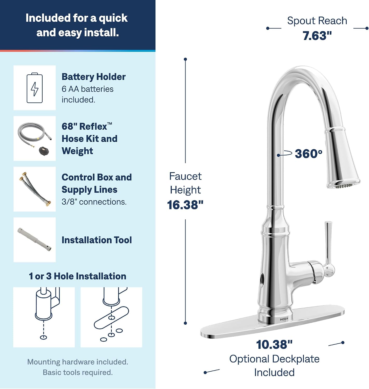 Moen Jaslynn Pulldown Kitchen Faucet, Chrome, 87618EW