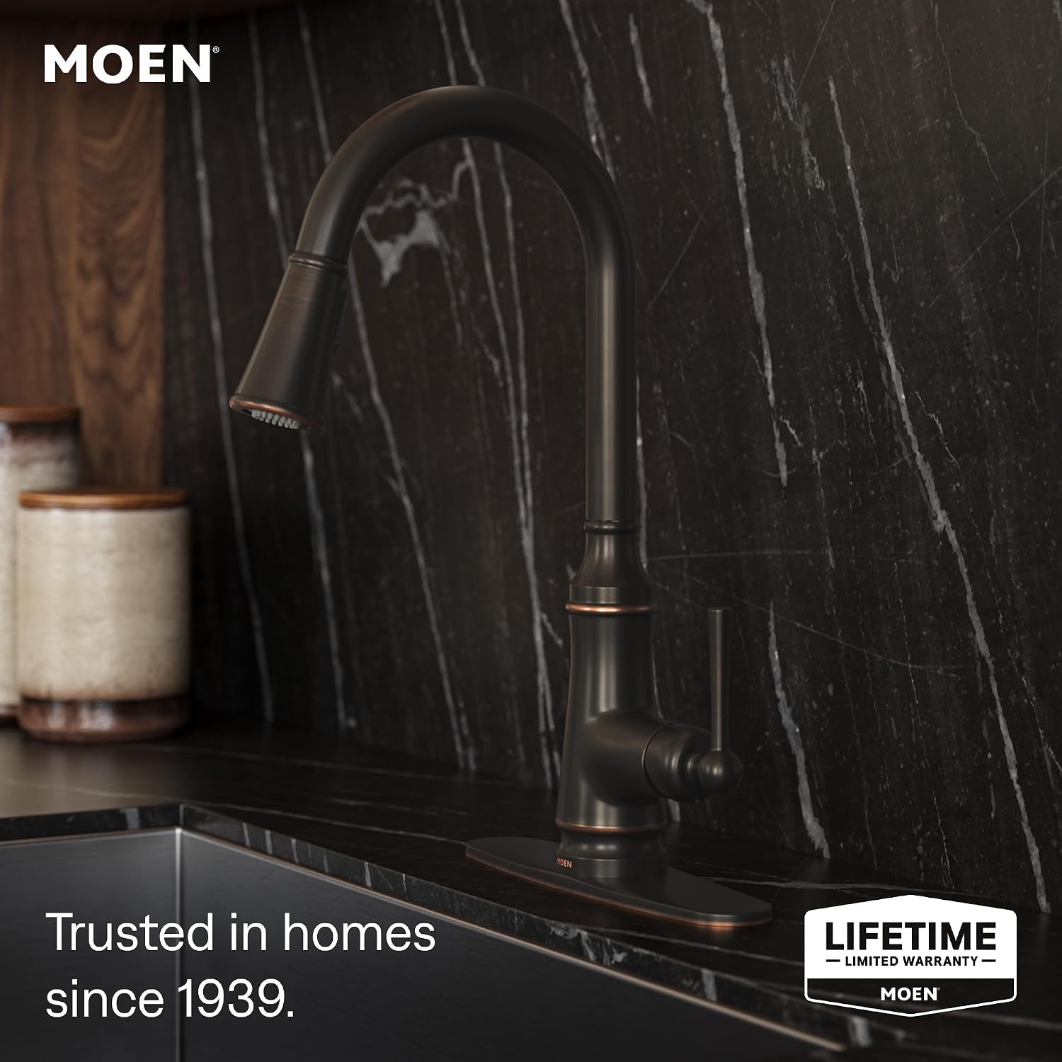 Moen Jaslynn MotionSense Wave Kitchen Faucet, Mediterranean Bronze, 87618EWBRB