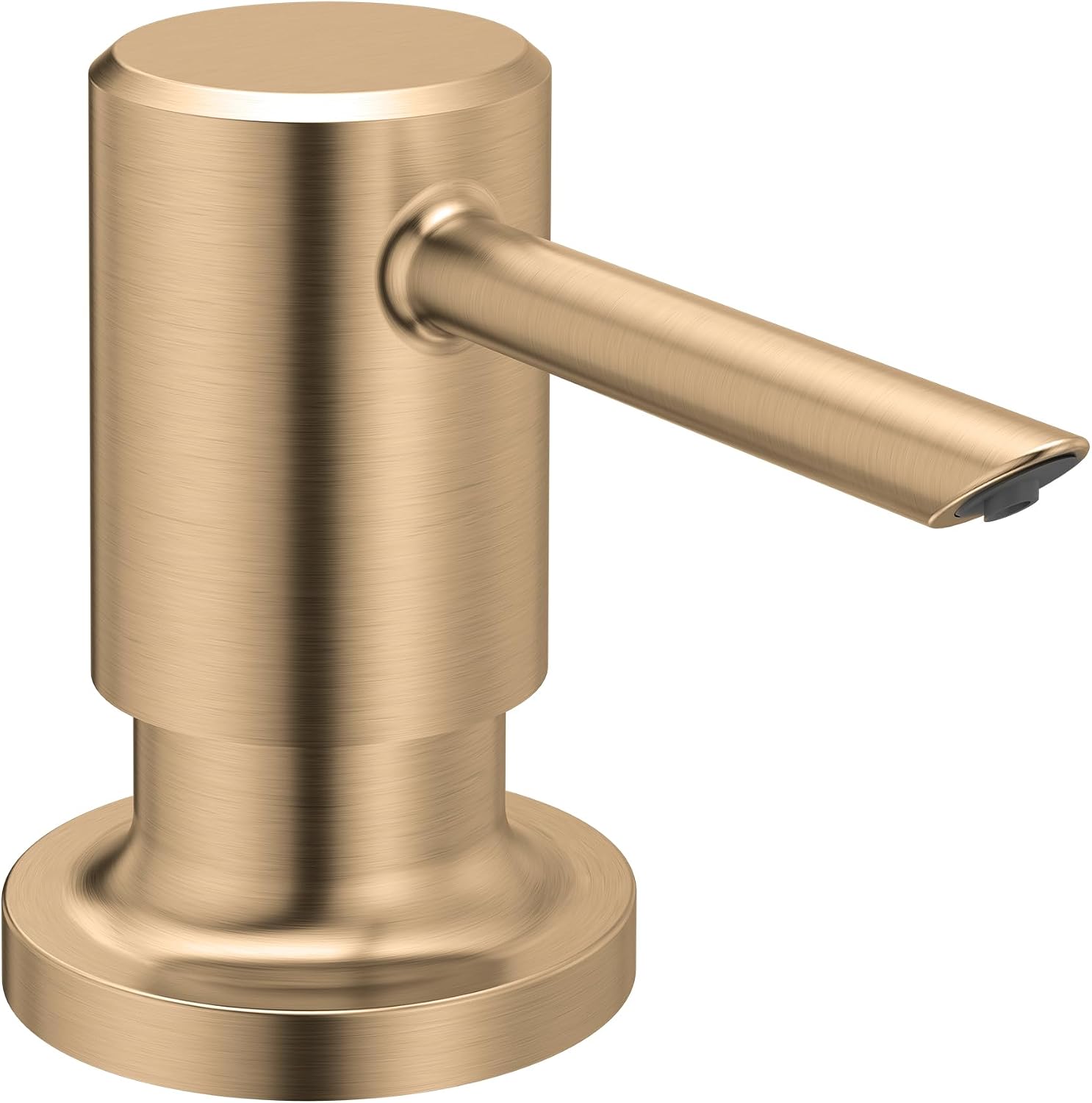 Moen Modern Deck-Mount Kitchen Soap & Lotion Dispenser, Top-Fill, 18-oz Refillable Bottle, Bronzed Gold, 3949BZG
