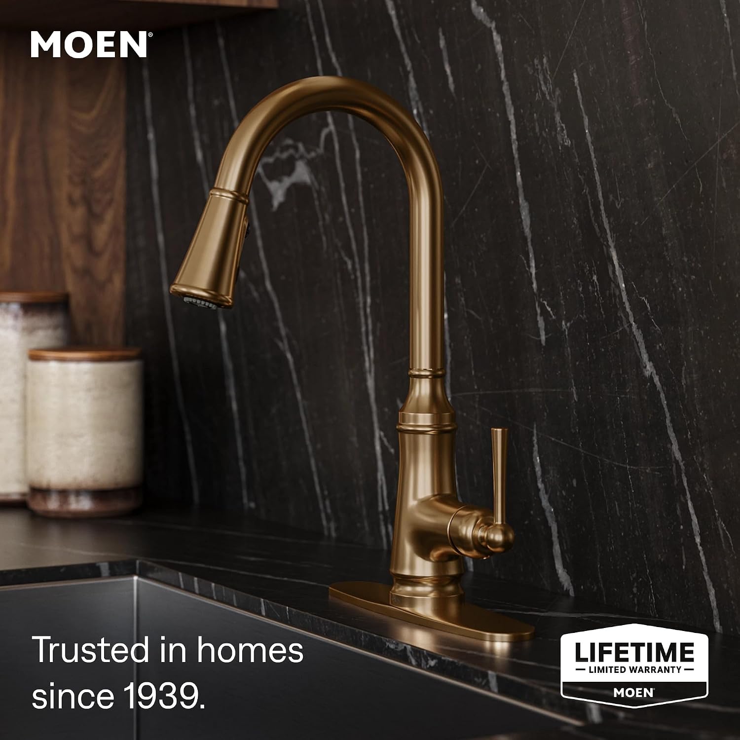 Moen Jaslynn Pulldown Kitchen Faucet, Bronzed Gold, 87618BZG