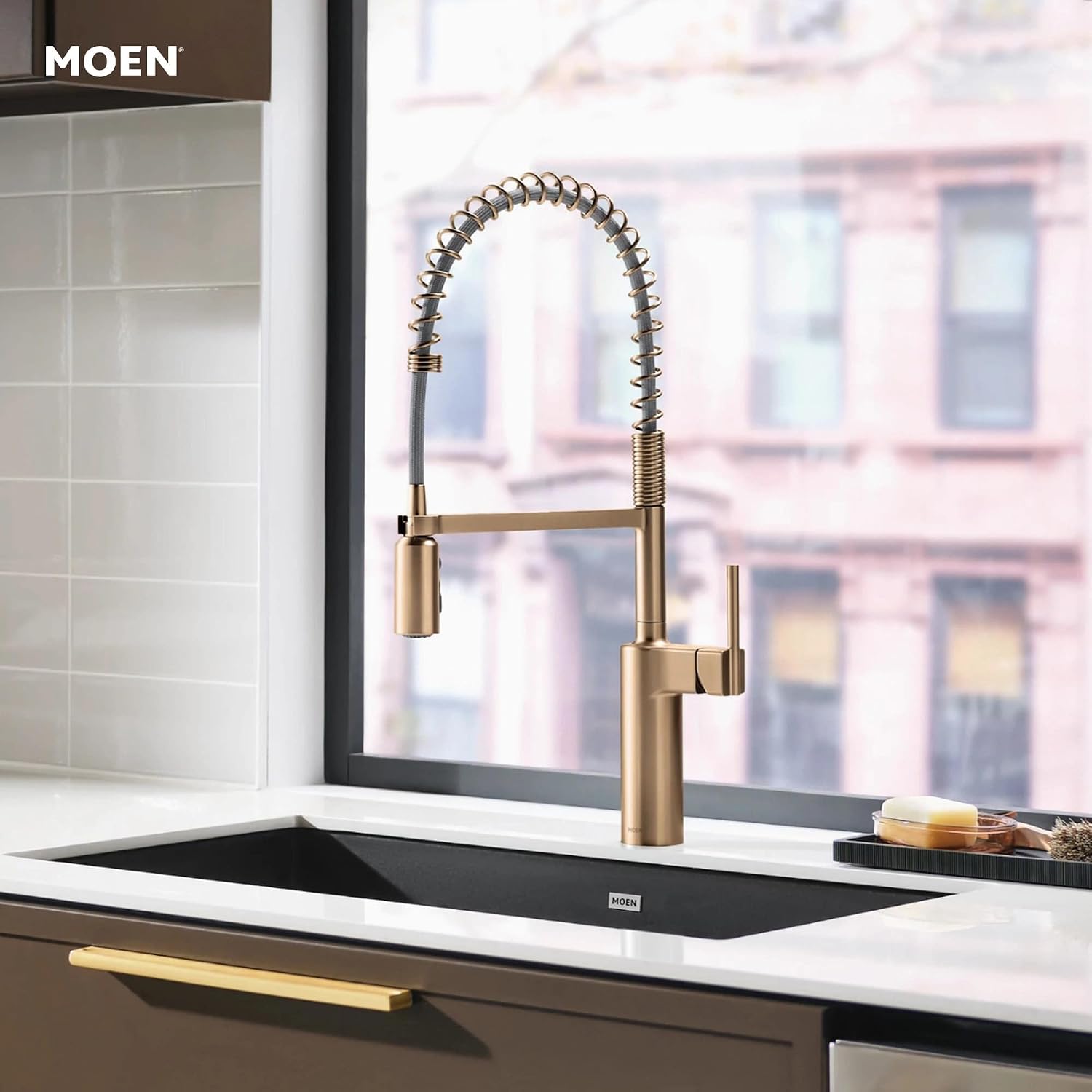 Moen Inara 87863BZG Spring Pulldown Kitchen Faucet, Bronzed Gold