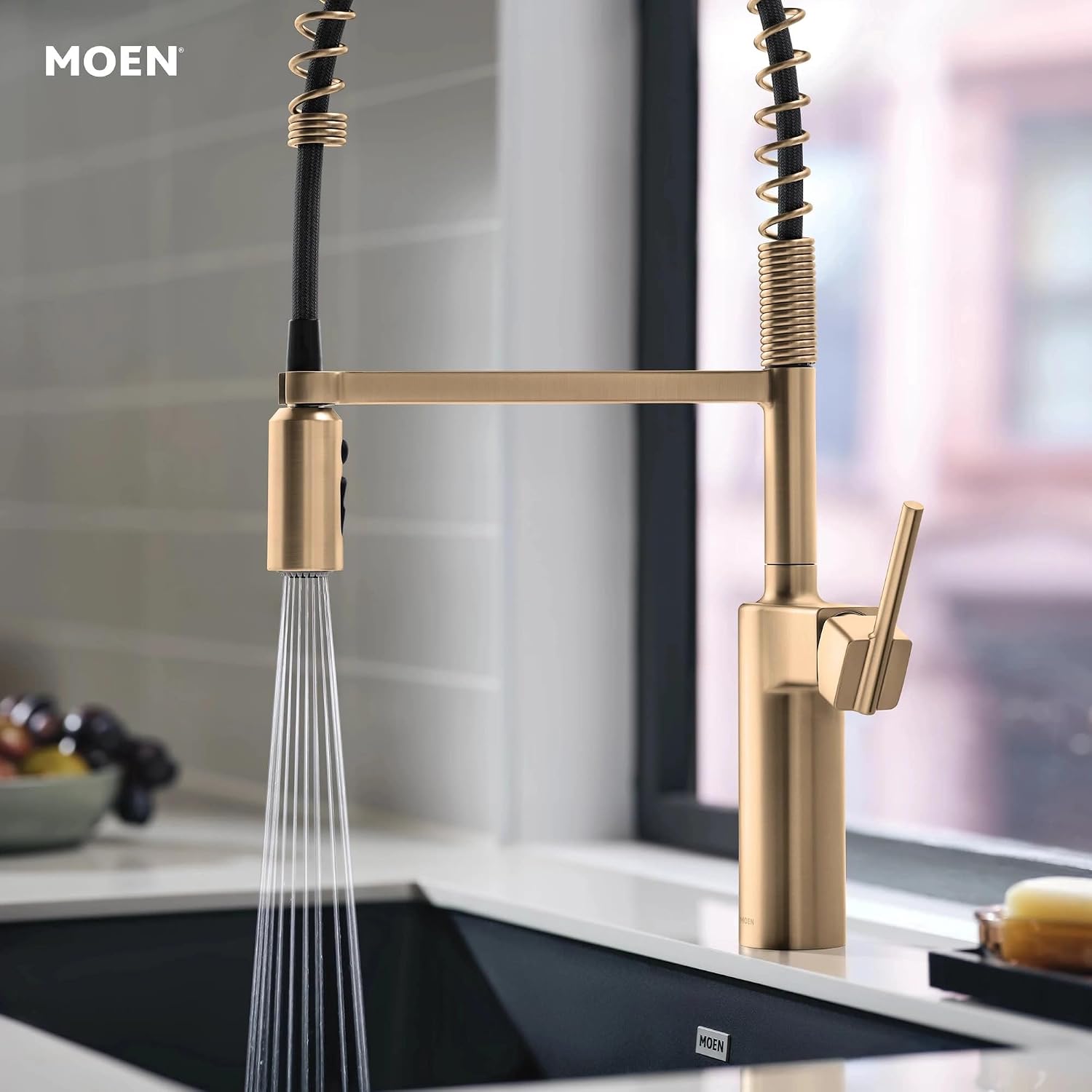 Moen Inara 87863BZG Spring Pulldown Kitchen Faucet, Bronzed Gold