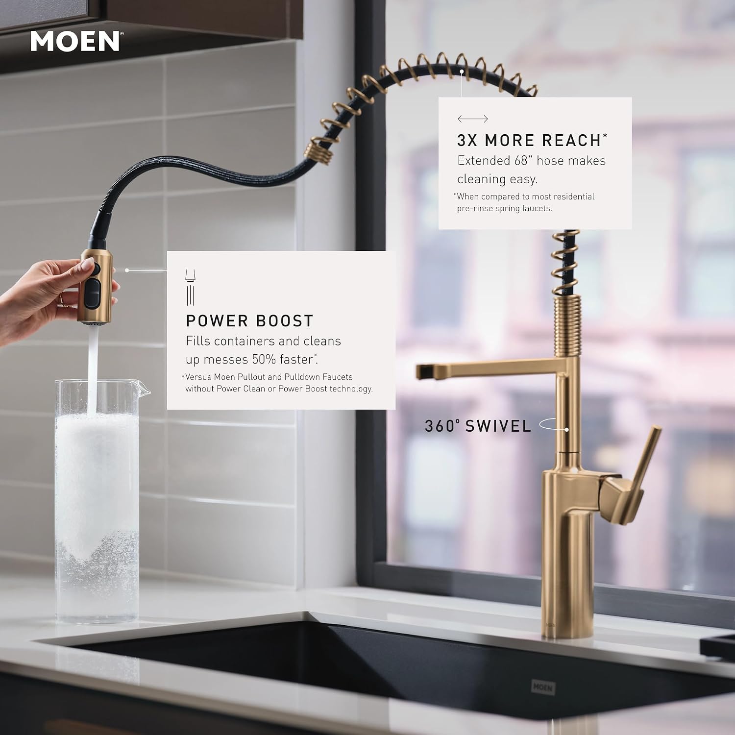Moen Inara 87863BZG Spring Pulldown Kitchen Faucet, Bronzed Gold