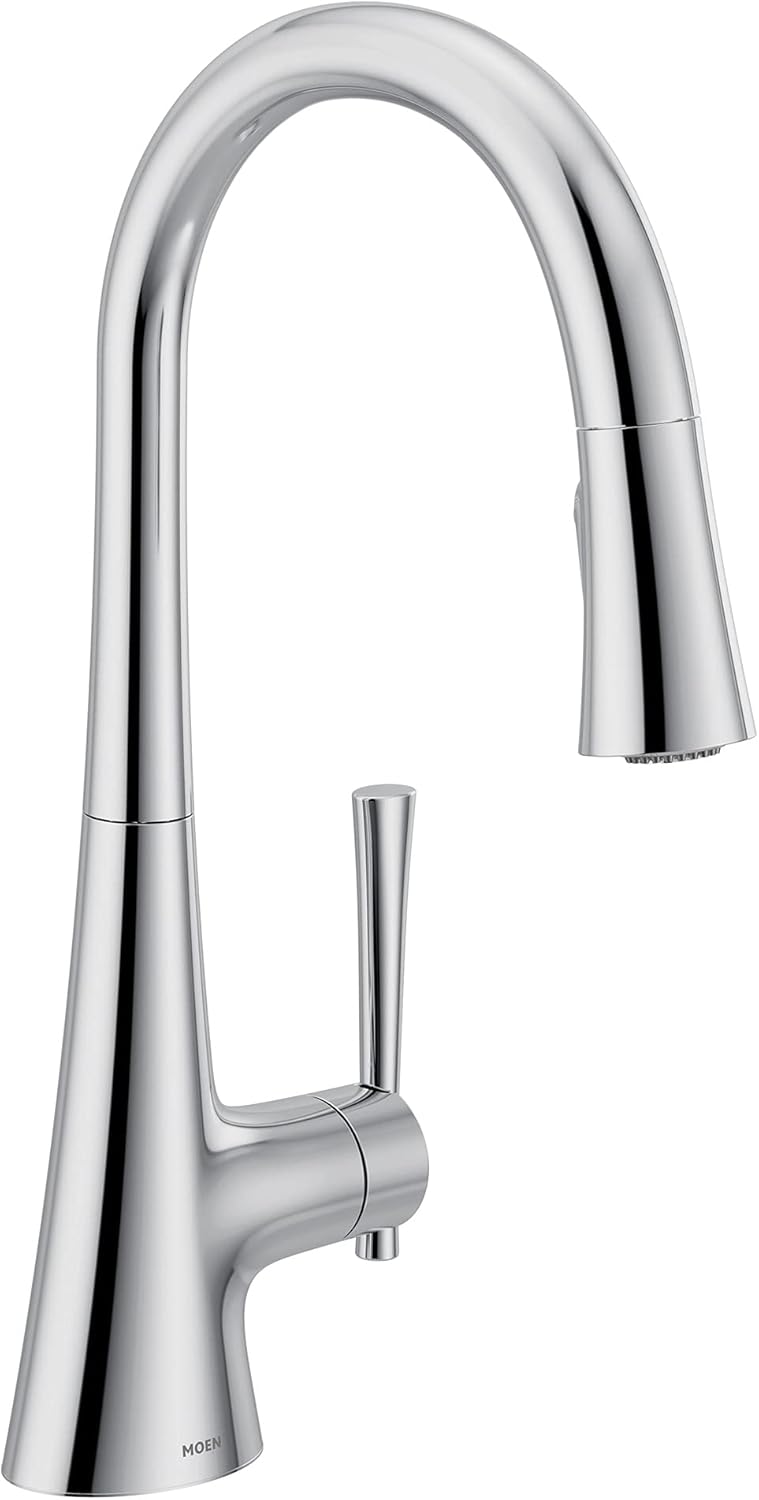 Moen Kurv Chrome Pulldown Kitchen Faucet Featuring Power Boost and Reflex, Transitional Kitchen Faucet, One-Handle Easy Installation, 9126