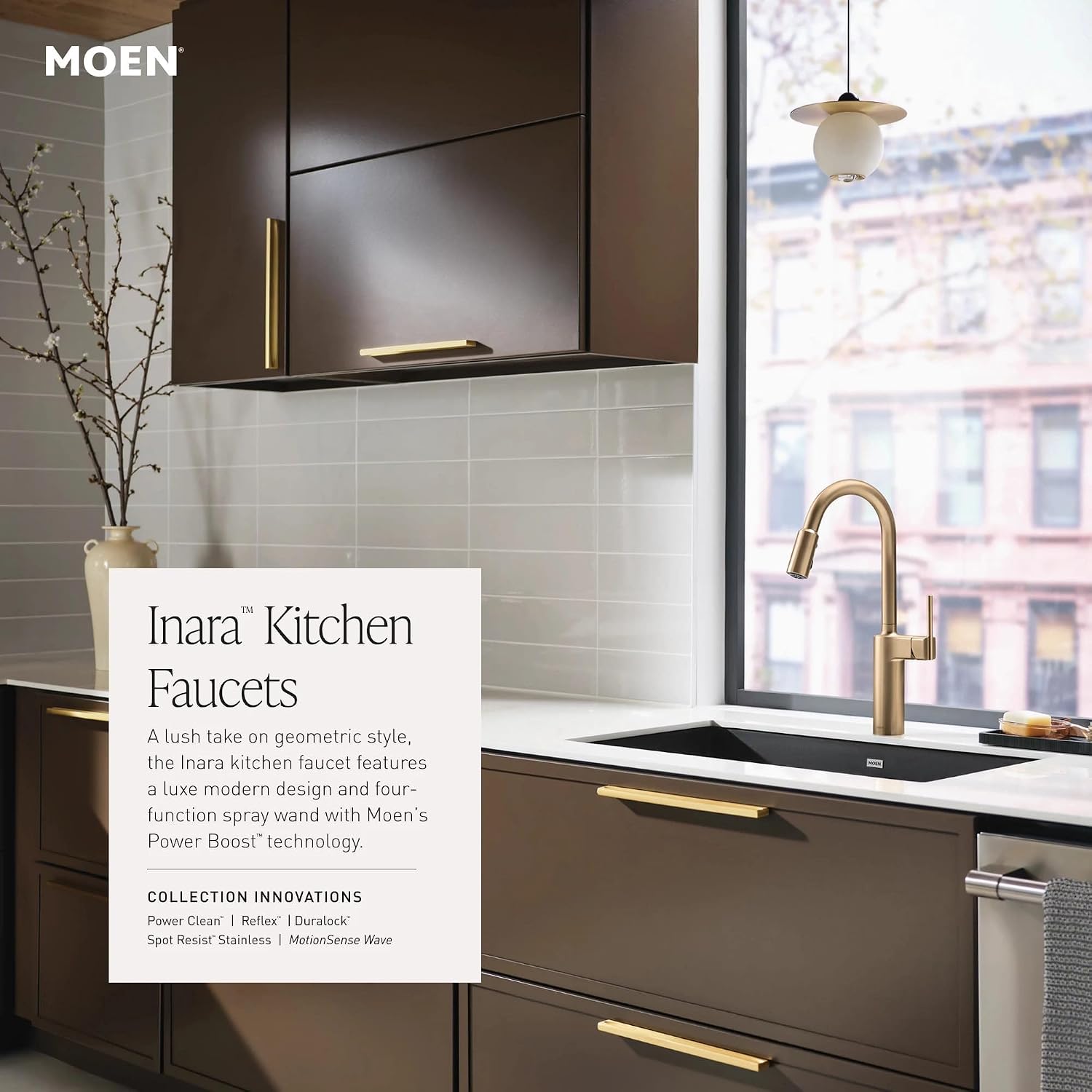 Moen Inara MotionSense Wave Kitchen Faucet, Bronzed Gold, 87463EWBZG